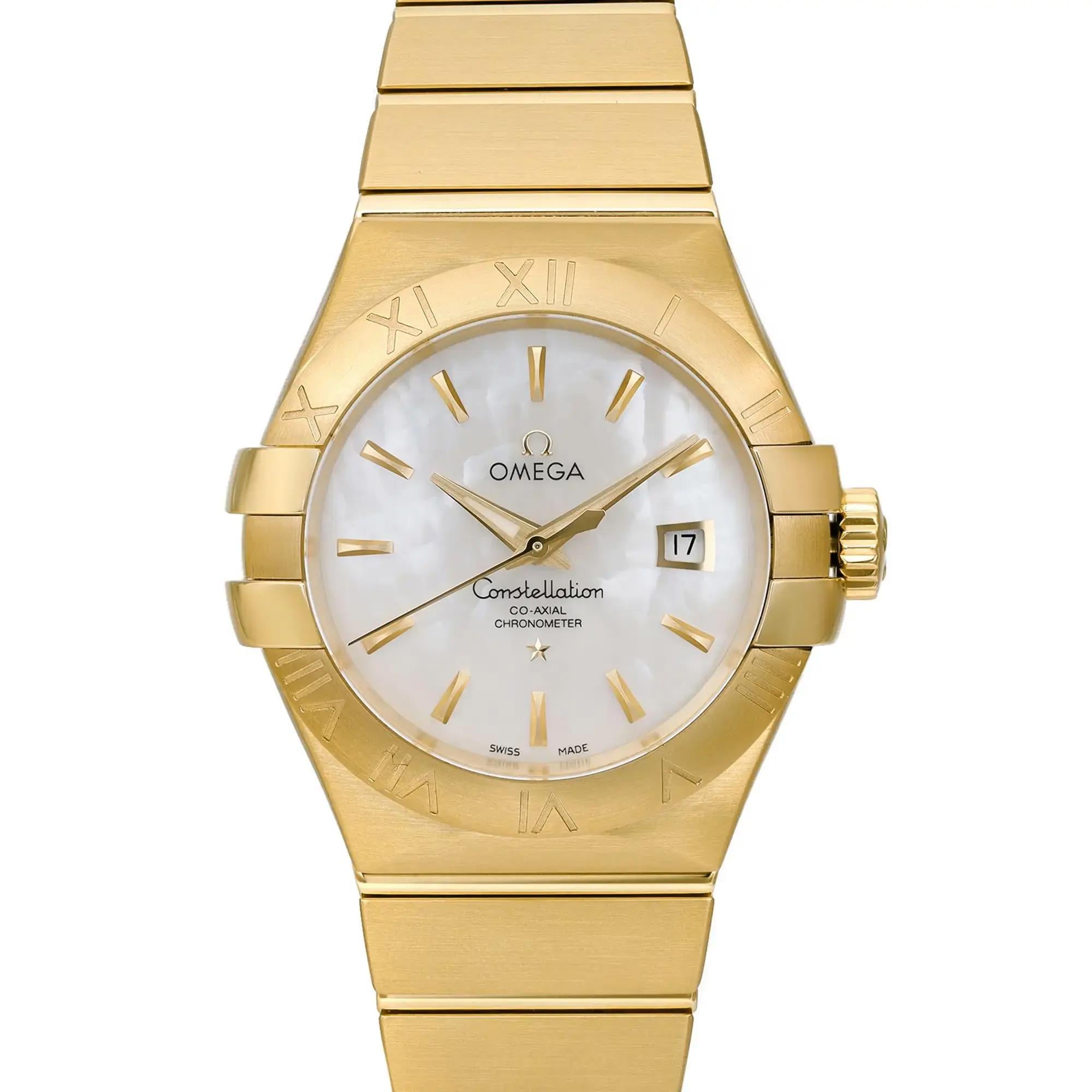 Unworn. Comes with the original box and pictogram card. MSRP $24100

Brand & Model Information:
Brand: OMEGA
Model: Omega Constellation
Model Number: 123.50.31.20.05.002

Specifications:
Type: Wristwatch
Department: Women
Movement: Mechanical