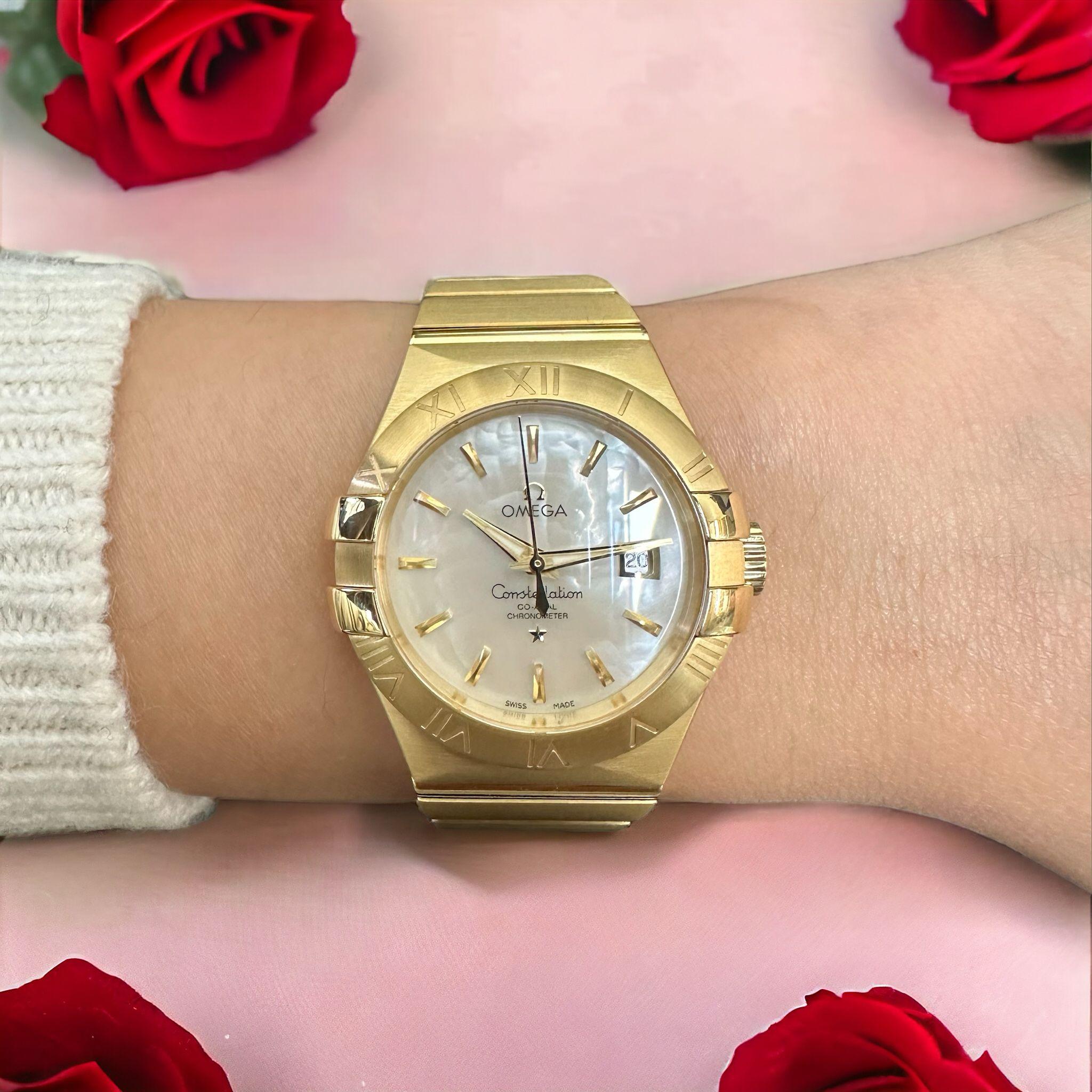 Omega Constellation 18K Gold MOP Dial Womens Watch 123.50.31.20.05.002 4
