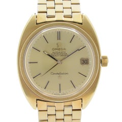Omega Constellation 18k Gold Plated Steel Champagne Dial Mens Watch 168027