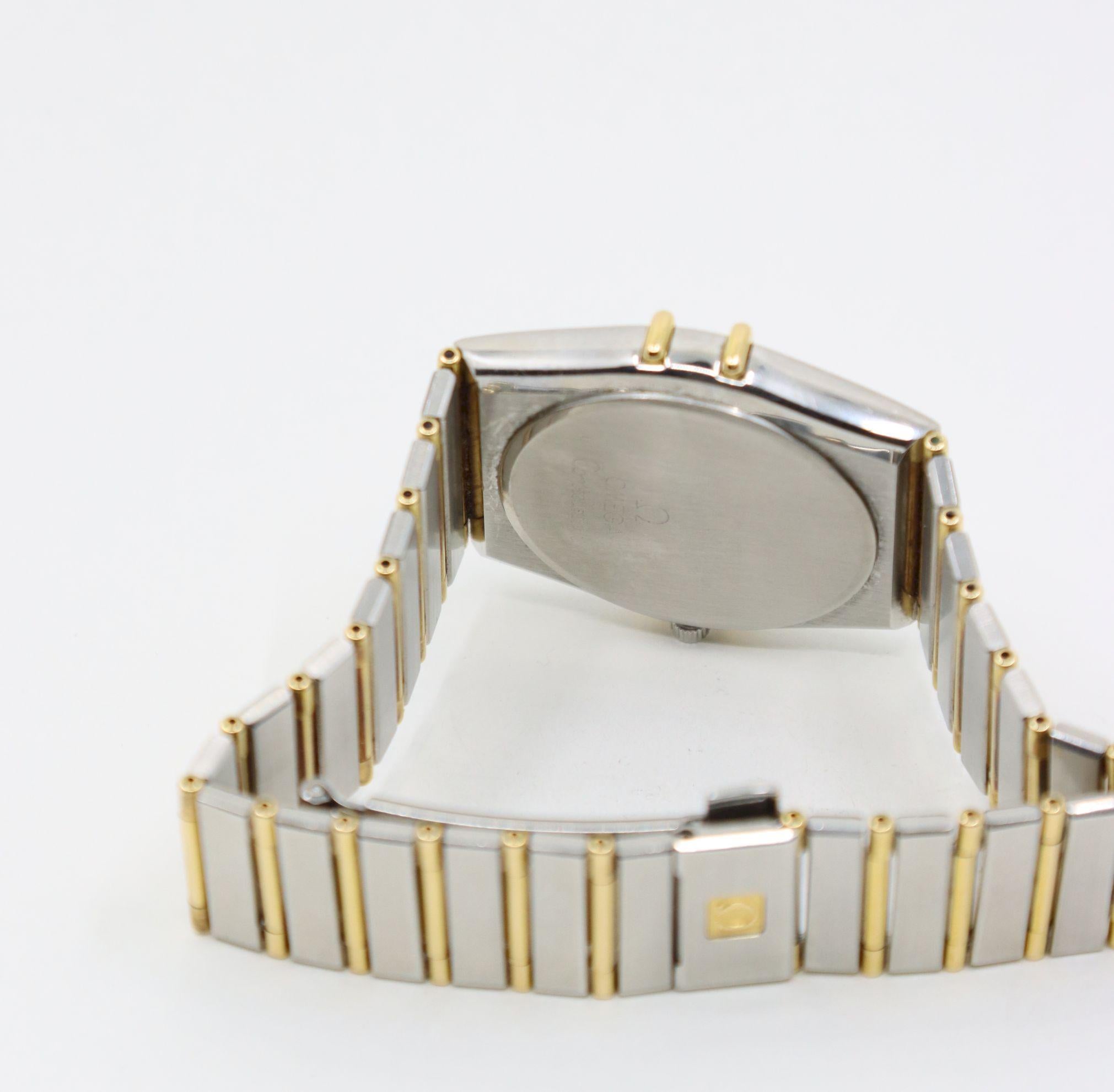 Montre à quartz Omega Constellation en or 18K et acier inoxydable en vente 6