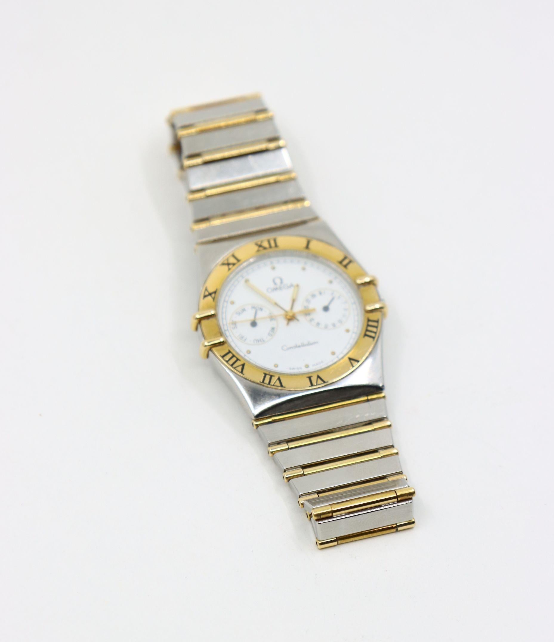Montre à quartz Omega Constellation en or 18K et acier inoxydable Pour femmes en vente