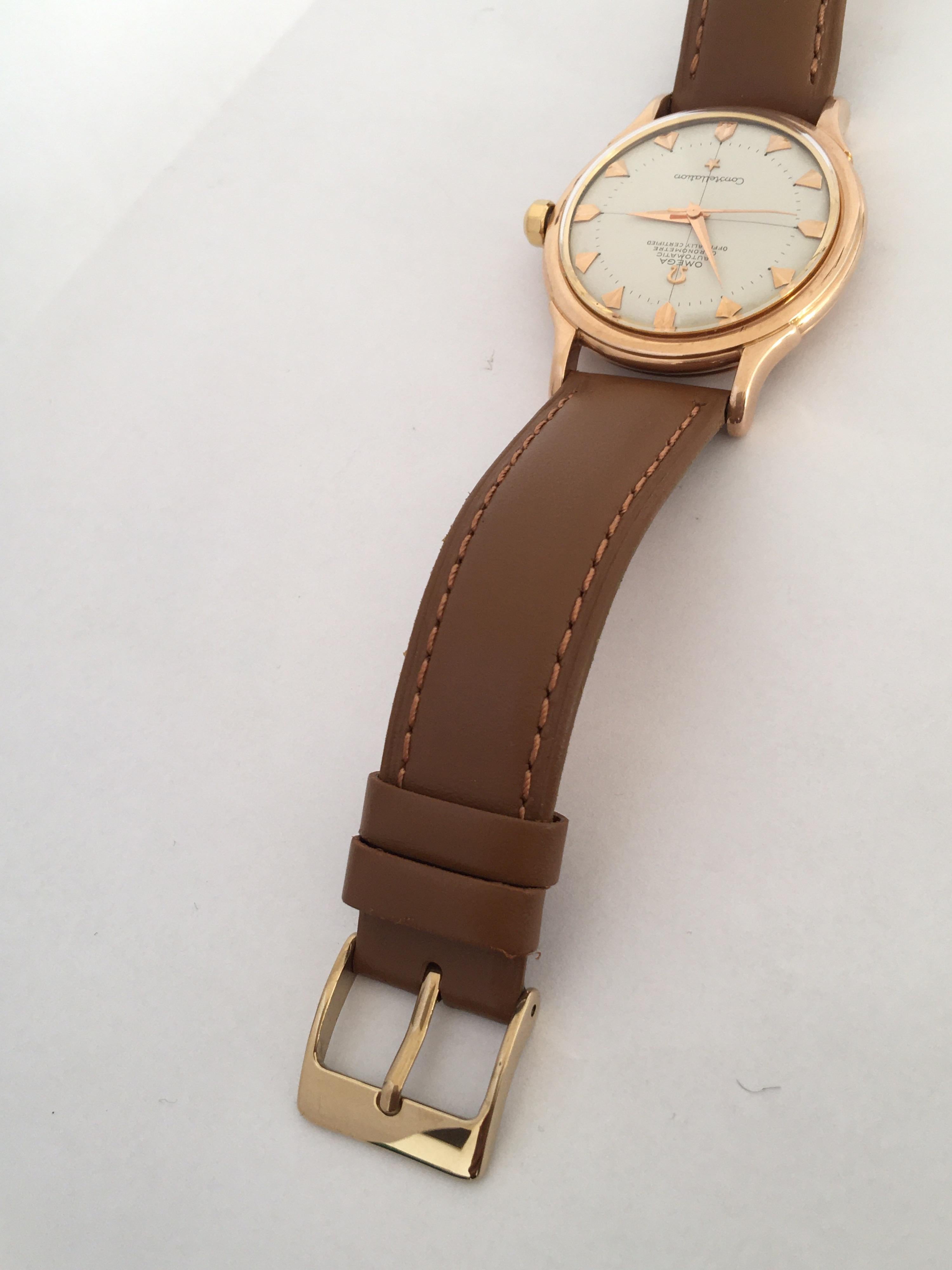 Omega Constellation 18 Karat Rose Gold Gents Vintage Automatic Watch 1958 5