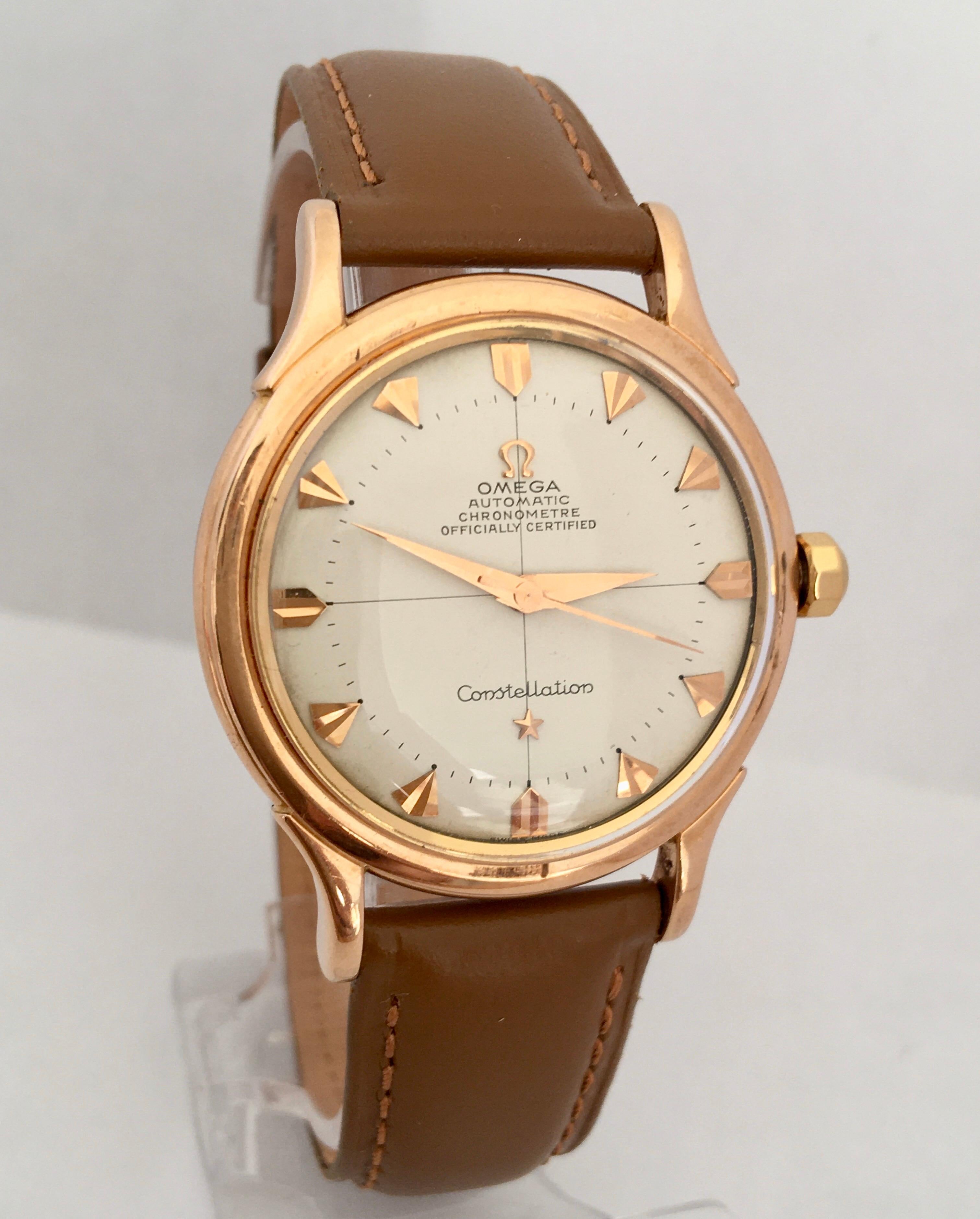 Omega Constellation 18 Karat Rose Gold Gents Vintage Automatic Watch 1958 7