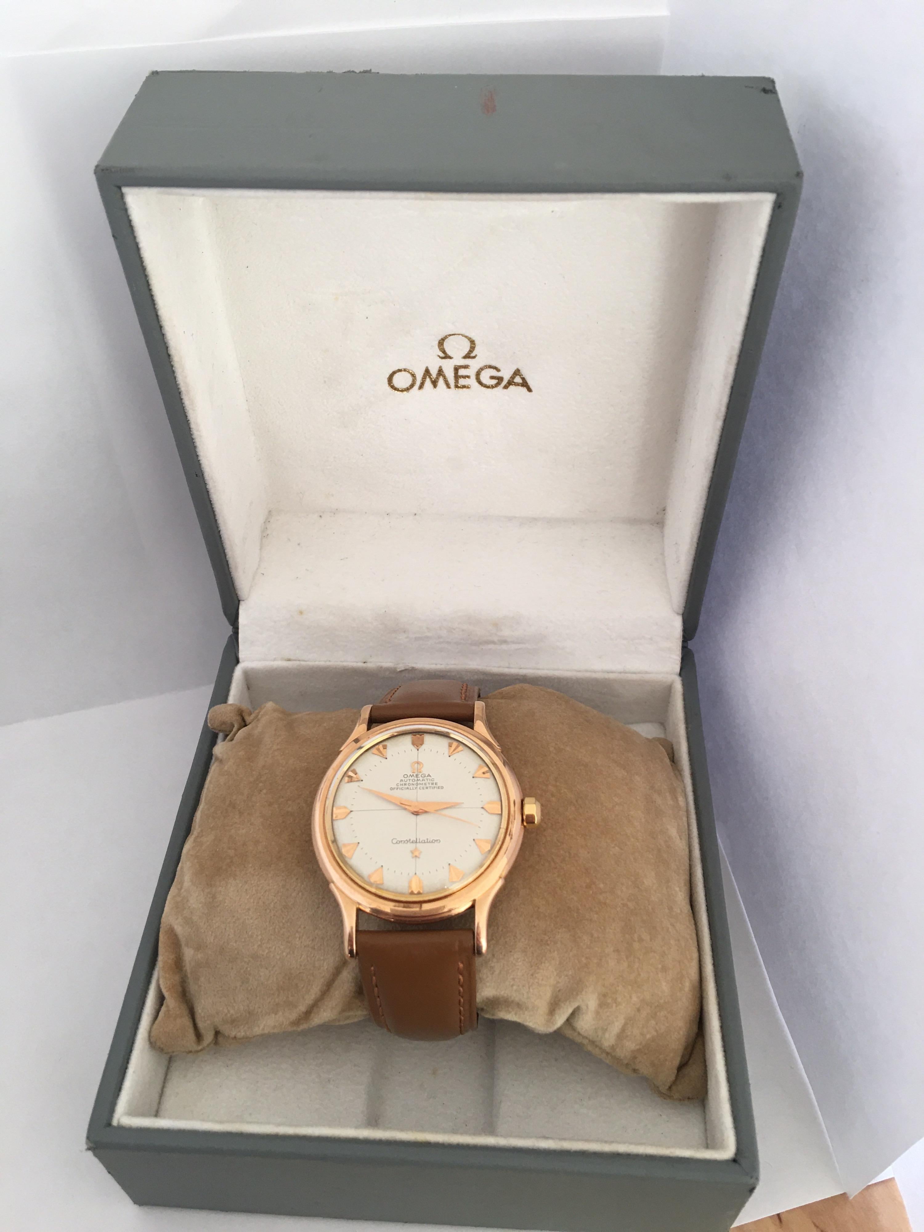 Omega Constellation 18 Karat Rose Gold Gents Vintage Automatic Watch 1958 8