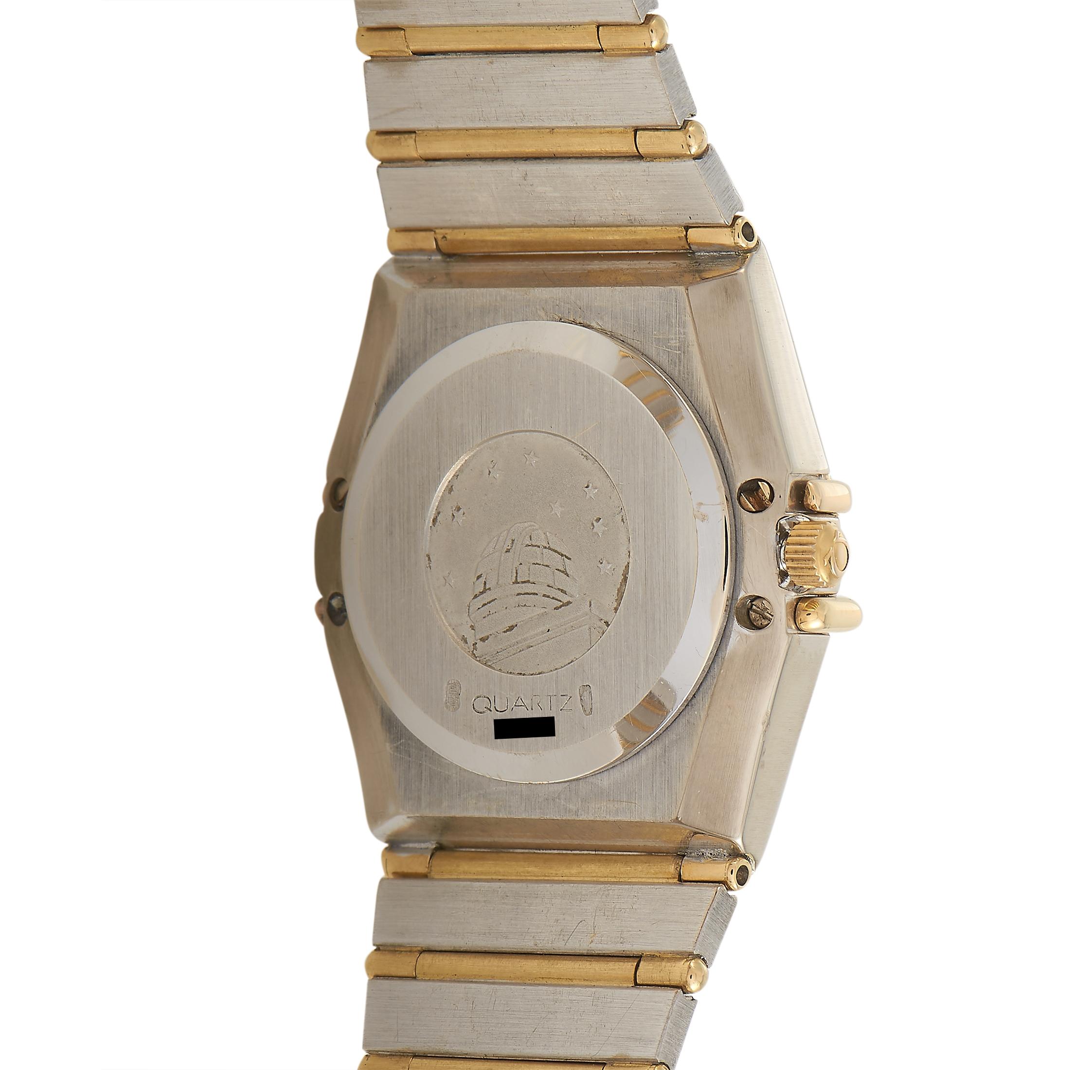 Omega Constellation 18 Karat Weiß- und Gelbgold Diamant Quarzuhr 9122489 im Zustand „Hervorragend“ in Southampton, PA