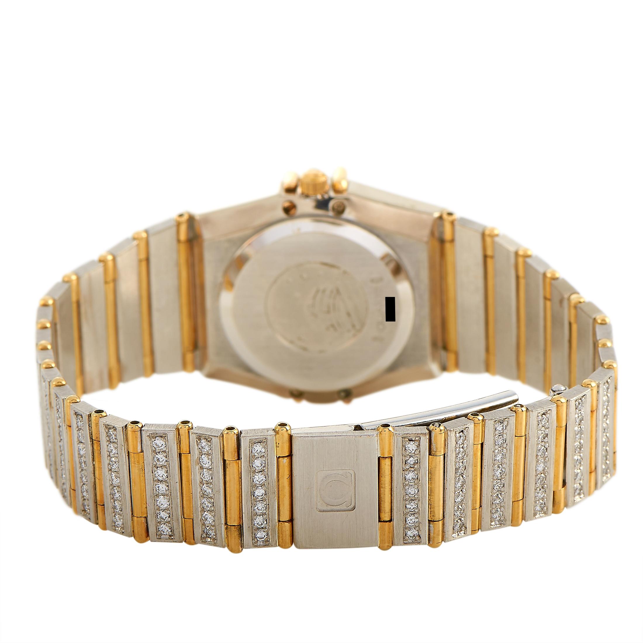 Omega Constellation 18 Karat Weiß- und Gelbgold Diamant Quarzuhr 9122489 Damen