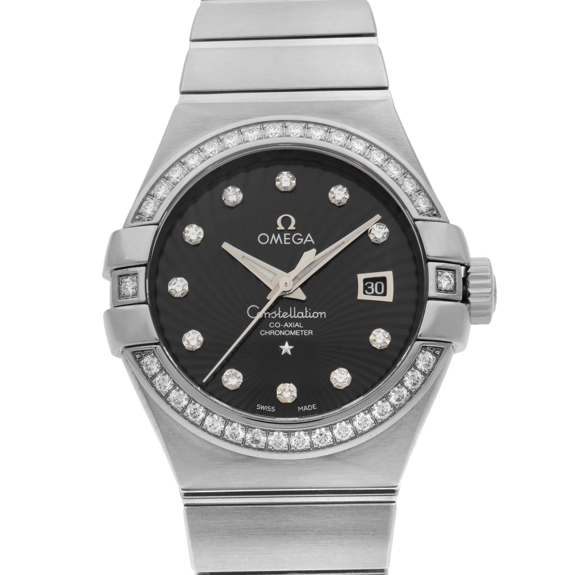 Brand new. This watch comes with an original box and paper.

Brand and Model Information:
Brand: OMEGA
Model Number: 123.55.31.20.51.001

Type and Style:
Department: Women
Style: Luxury
Display: Analog

Design and Aesthetics:
Dial Color: Black
Dial