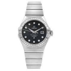 Montre pour dames Omega Constellation en or blanc 18K, cadran noir 123.55.31.20.51.001