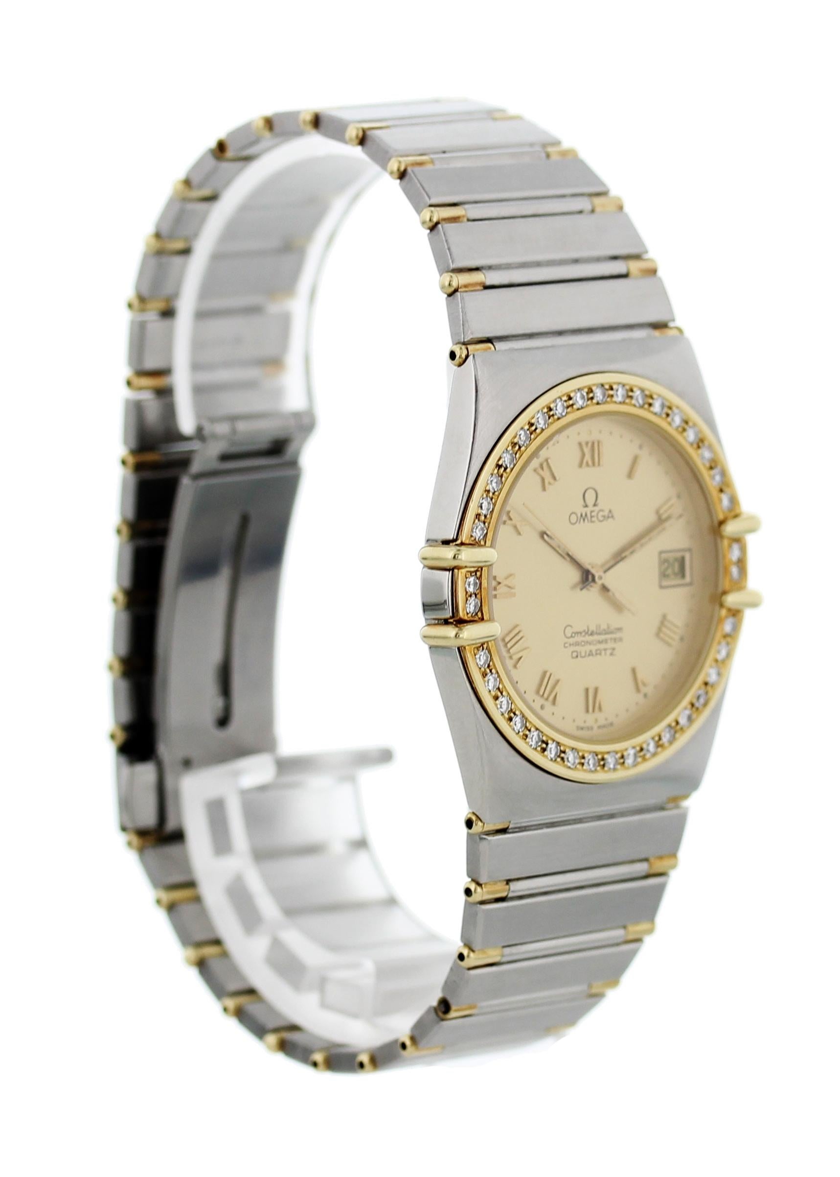 Omega Constellation 18 Karat Yellow Gold and Diamond Watch In Excellent Condition In New York, NY