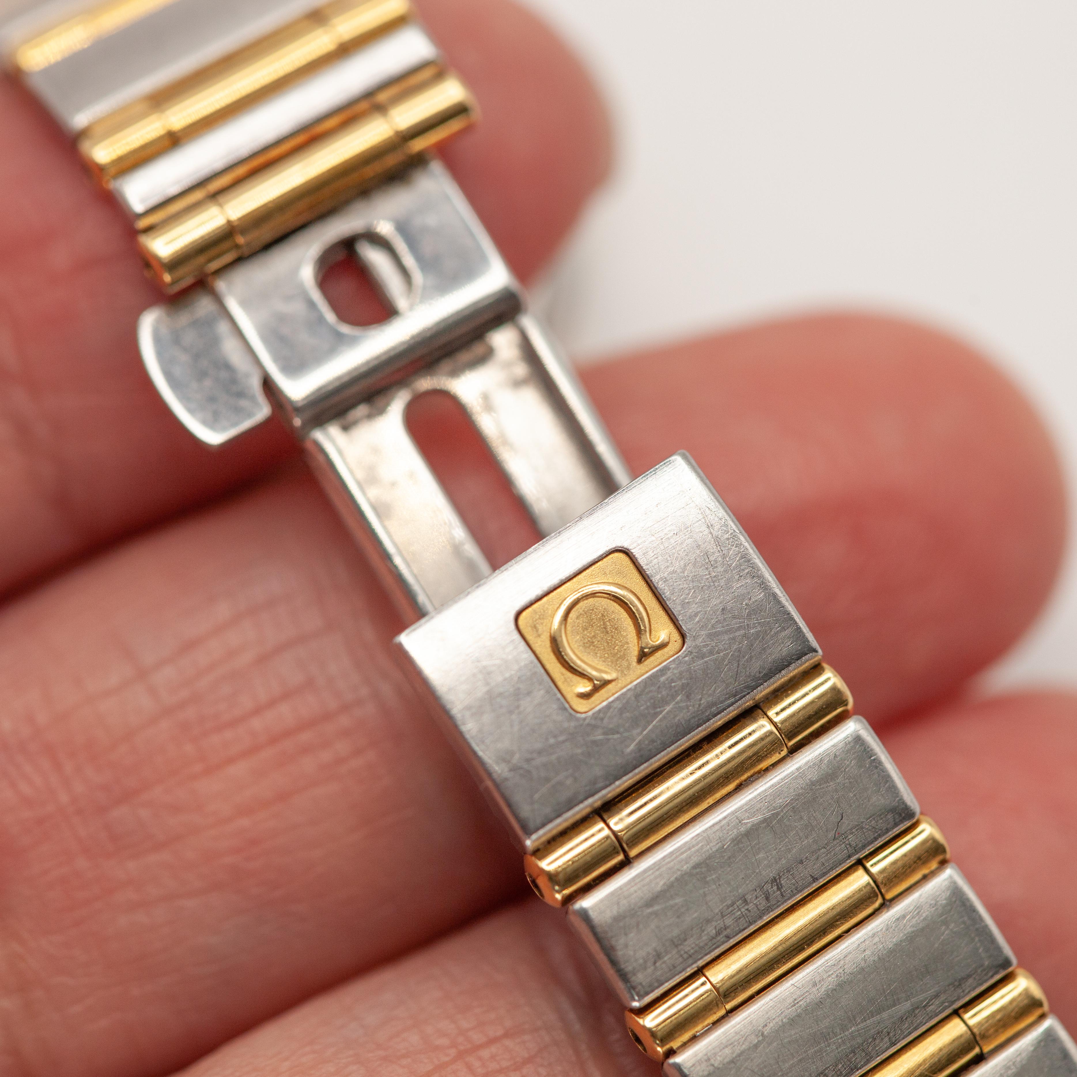 Montre pour dames Omega Constellation en or jaune 18K et acier inoxydable avec diamants en vente 2
