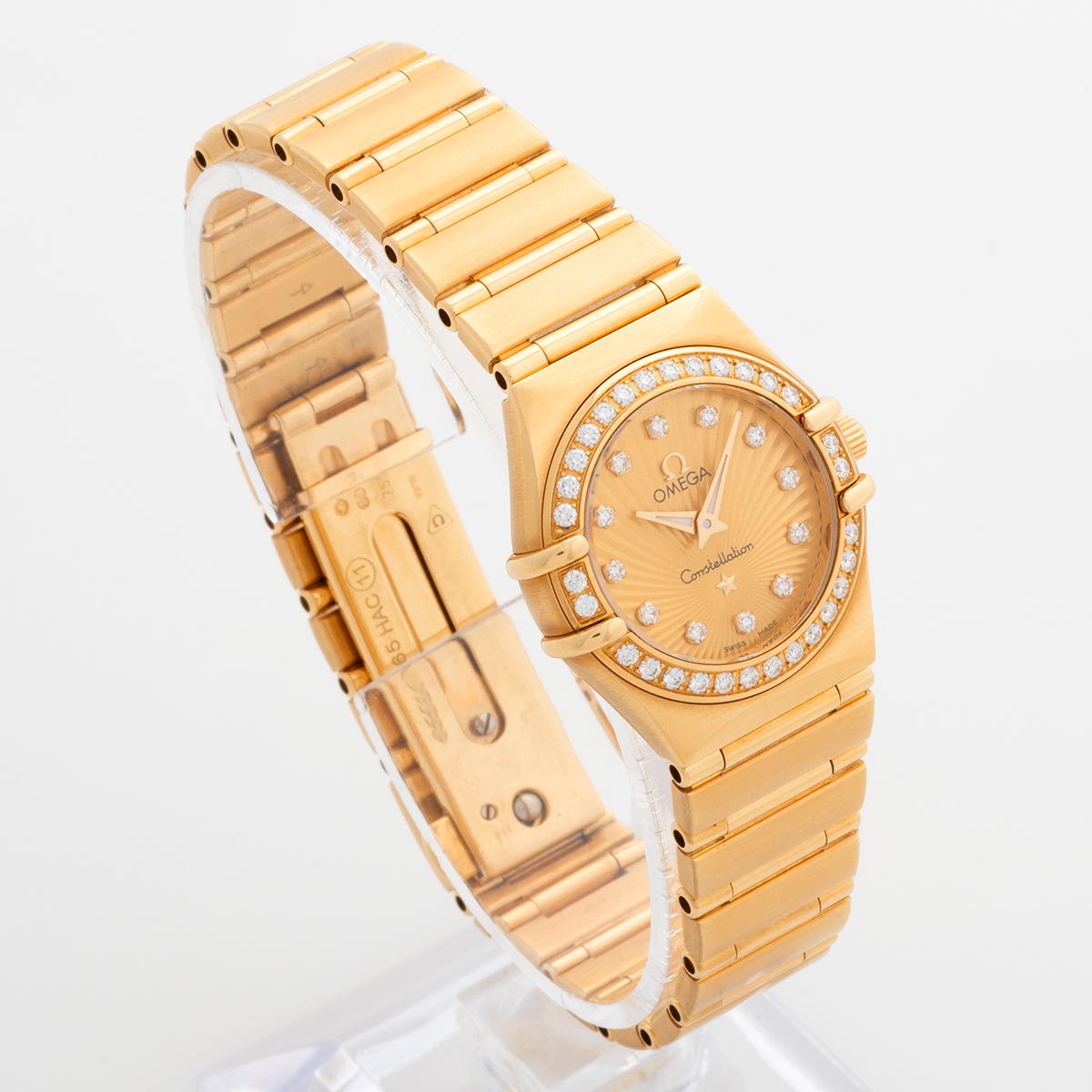 A very special and rare watch, our ladies Omega Constellation was produced as a limited production to celebrate 160 years of Omega. Appropriately , this reference is the pinnacle of this celebration, featuring an 18k yellow gold 25mm case and 18k