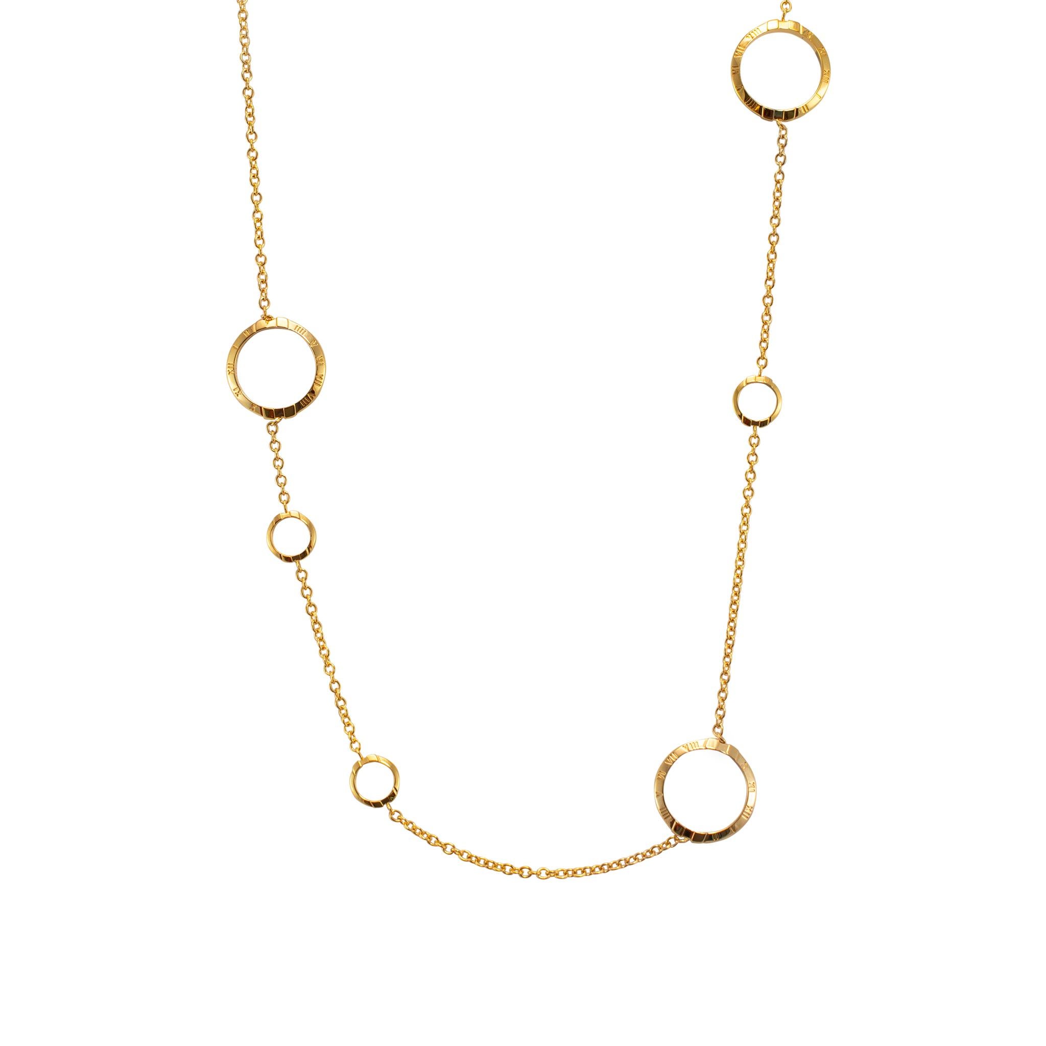 Women's Omega Constellation 18K Yellow Gold Roman Numerals Griffes Chain Necklace