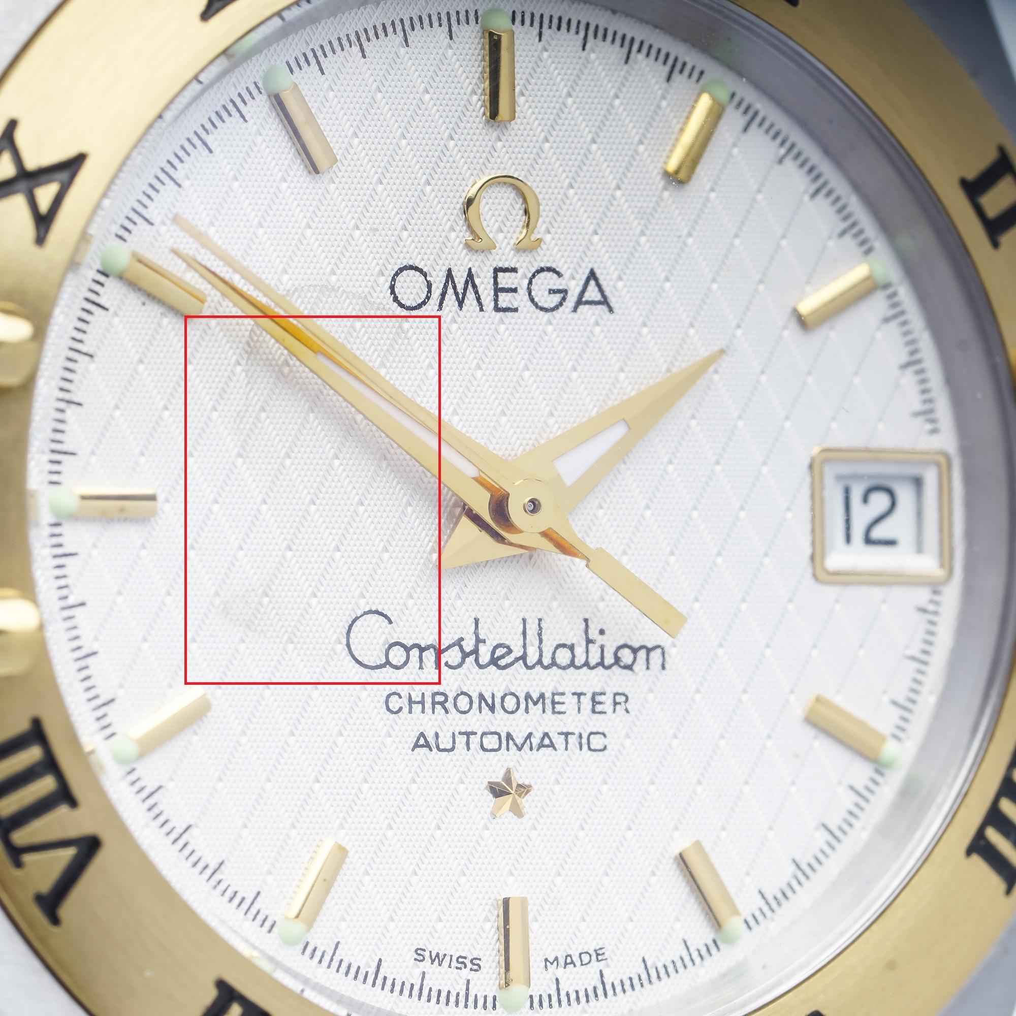 Omega Constellation: 18kt. yellow gold and stainless steel Bi - colour men's wristwatch. 

Made in Switzerland, Circa 1990's 
Case Diameter: 36 mm
Movement: Mechanical Automatic 
Case Material: Stainless Steel & 18kt. gold 
Watchband Material: