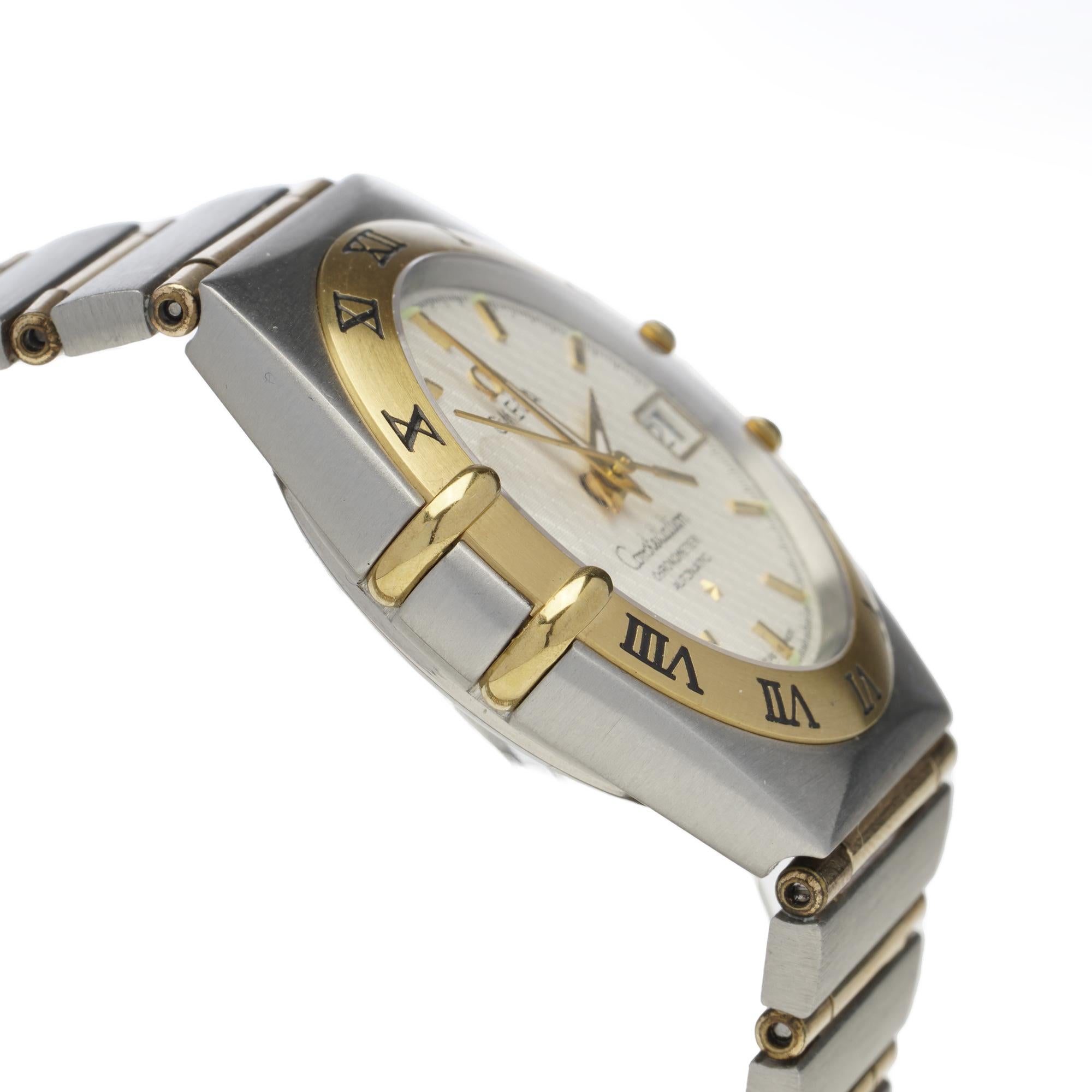 Men's Omega Constellation, 18 Karat Yellow Gold and Stainless Steel Wristwatch