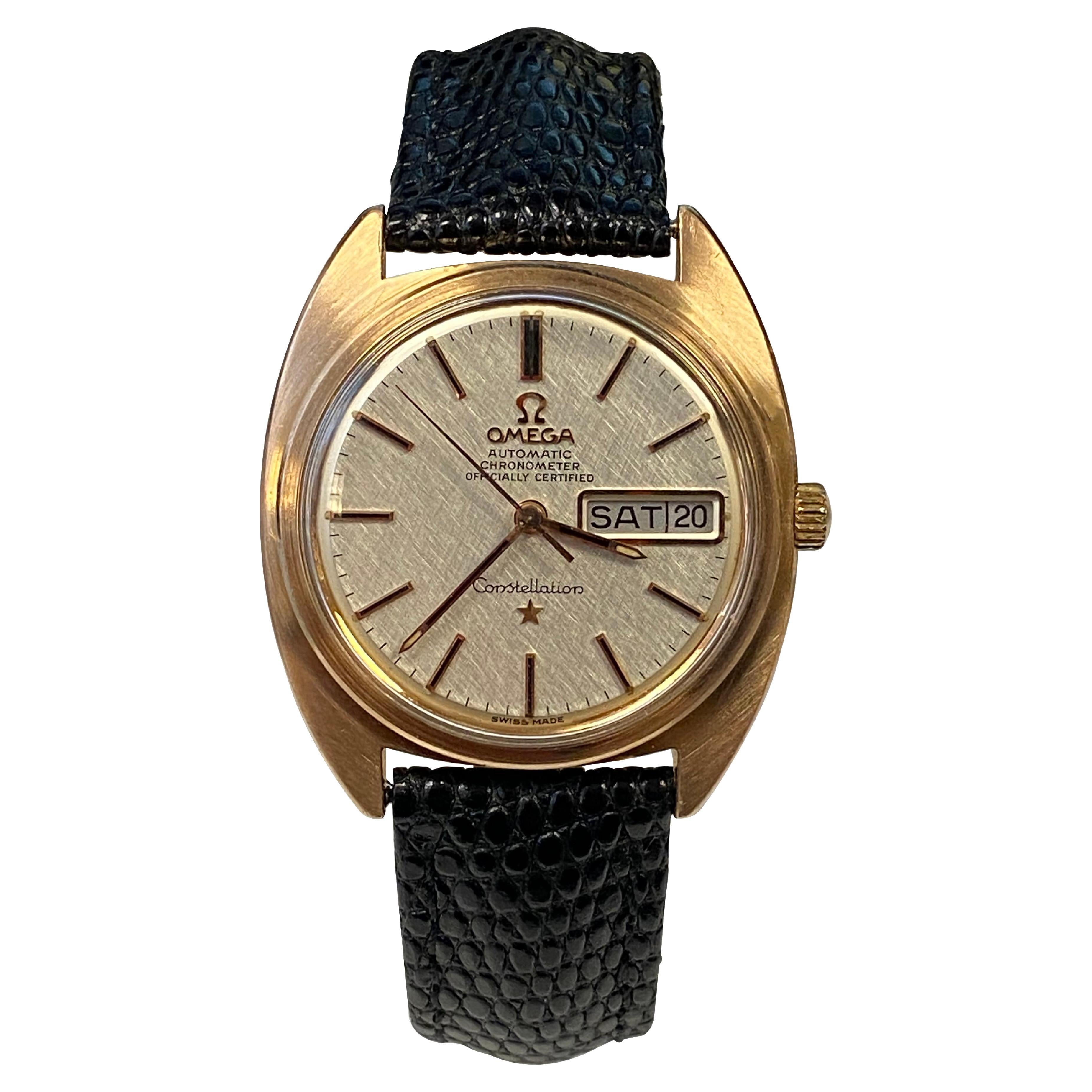 Omega Constellation 1960s Rose Gold and Steel Automatic Wrist Watch For Sale