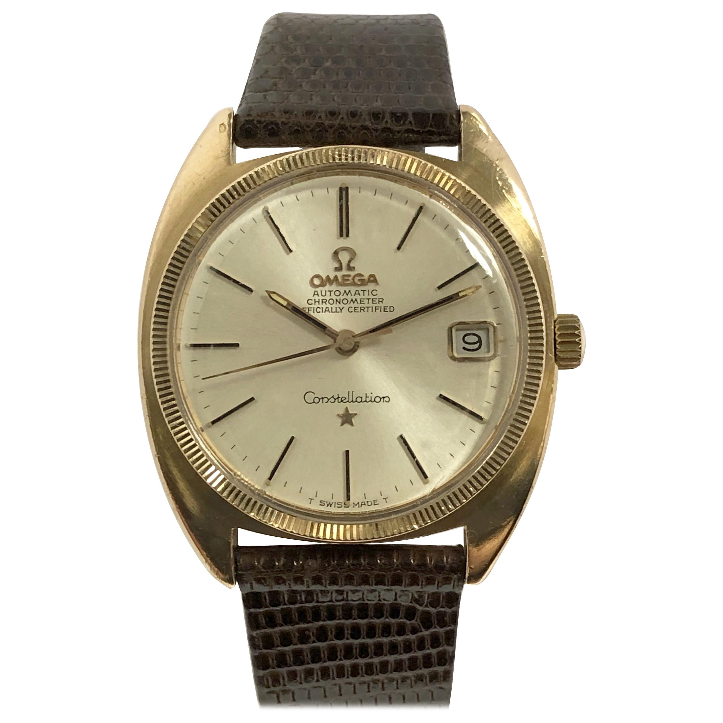 Omega Constellation 1960s Rose Gold Shell Automatic Wristwatch
