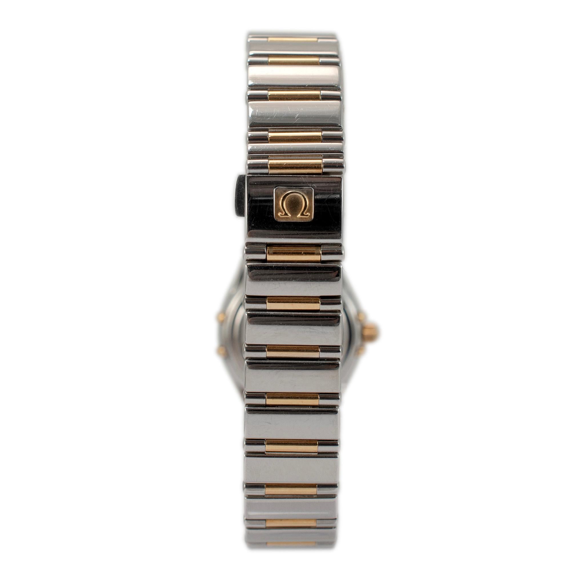 Omega Constellation 22.50mm 1267.75.00 Mop Diamond Dial Two Tone Ladies Watch In Excellent Condition In Houston, TX