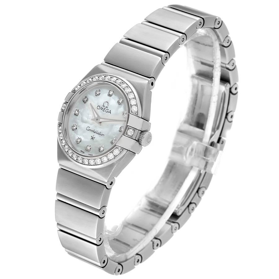 Omega Constellation MOP Diamond Watch 123.15.24.60.55.003 Box Card In Excellent Condition In Atlanta, GA