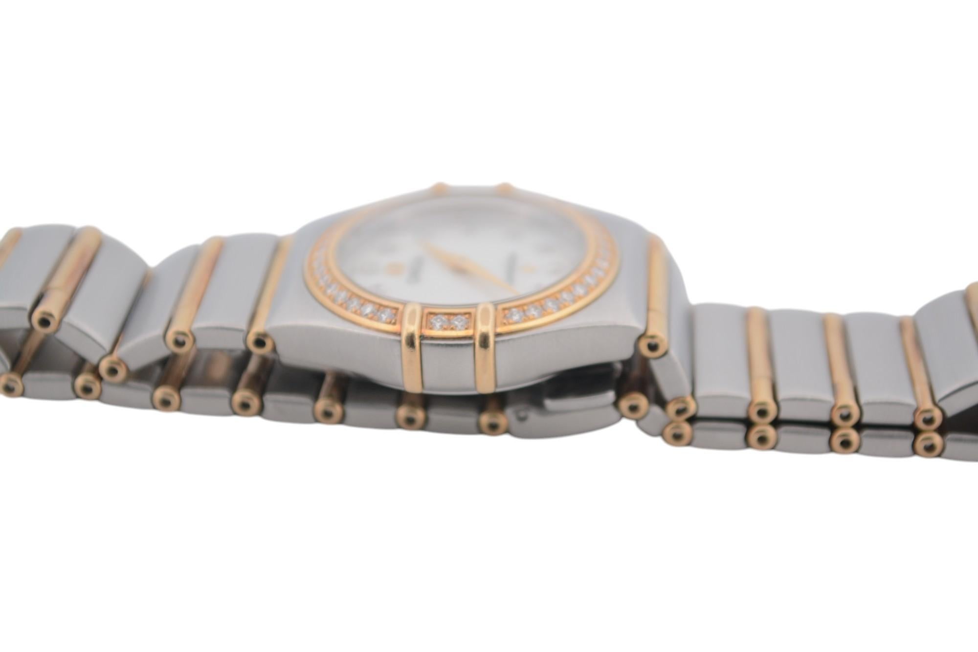 Omega Constellation 25,5 mm quadrante bicolore MOP con diamante al quarzo Ref 8951201 in vendita 7