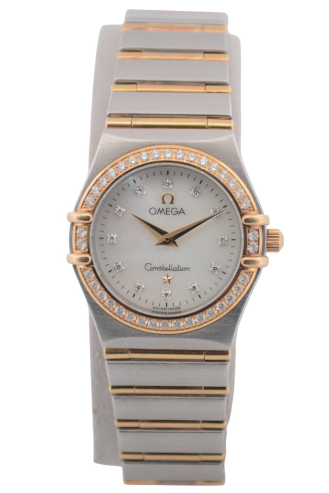 Omega Constellation 25,5 mm quadrante bicolore MOP con diamante al quarzo Ref 8951201 in vendita 8