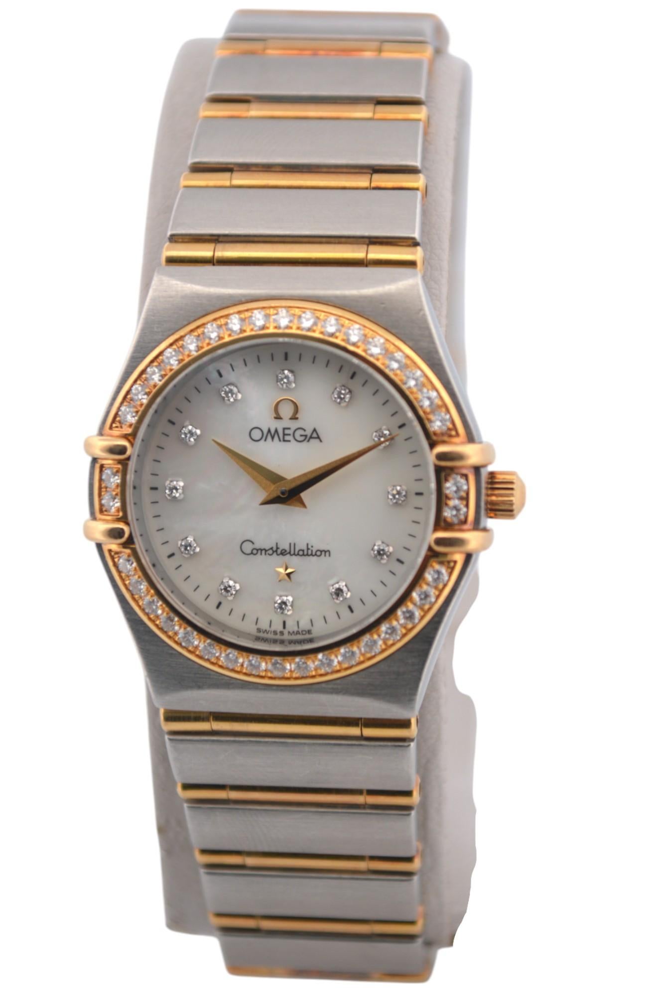Omega Constellation 25,5 mm quadrante bicolore MOP con diamante al quarzo Ref 8951201 in vendita 9