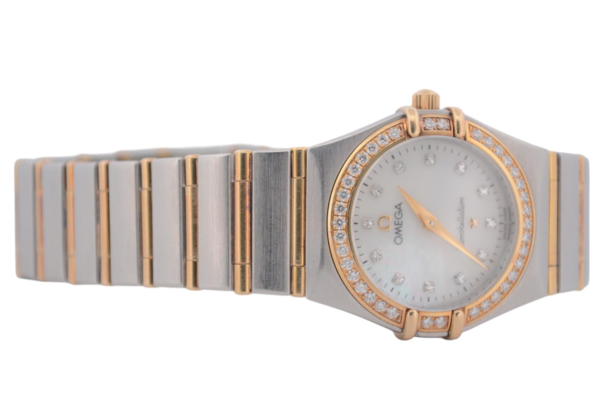 Omega Constellation 25,5 mm quadrante bicolore MOP con diamante al quarzo Ref 8951201 in vendita 3