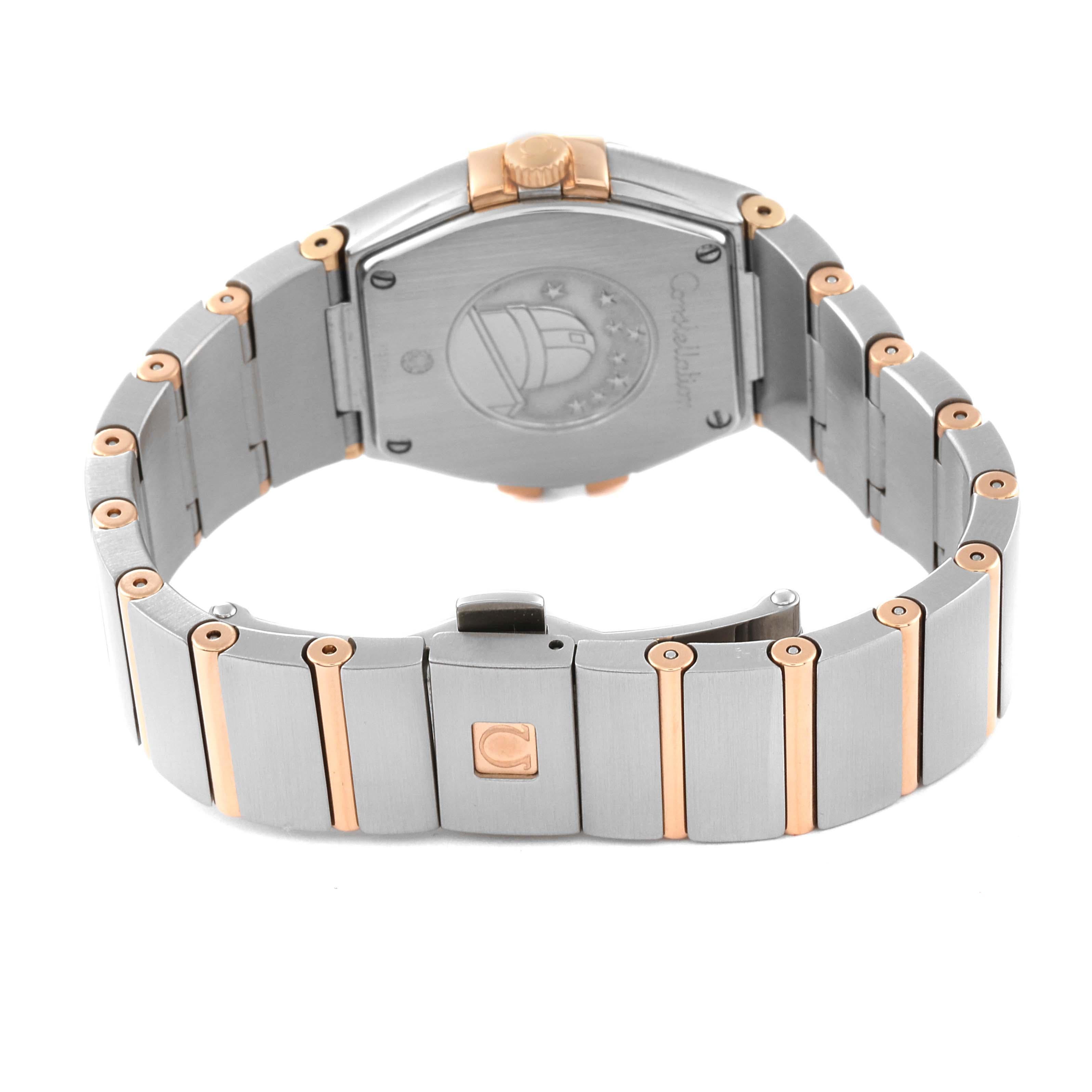 Omega Constellation 27 Steel Rose Gold MOP Diamond Watch 123.25.27.60.55.002 For Sale 3
