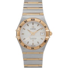 Omega Constellation 27.5mm 18K Yellow Gold Steel White Dial Watch 1292.30.00
