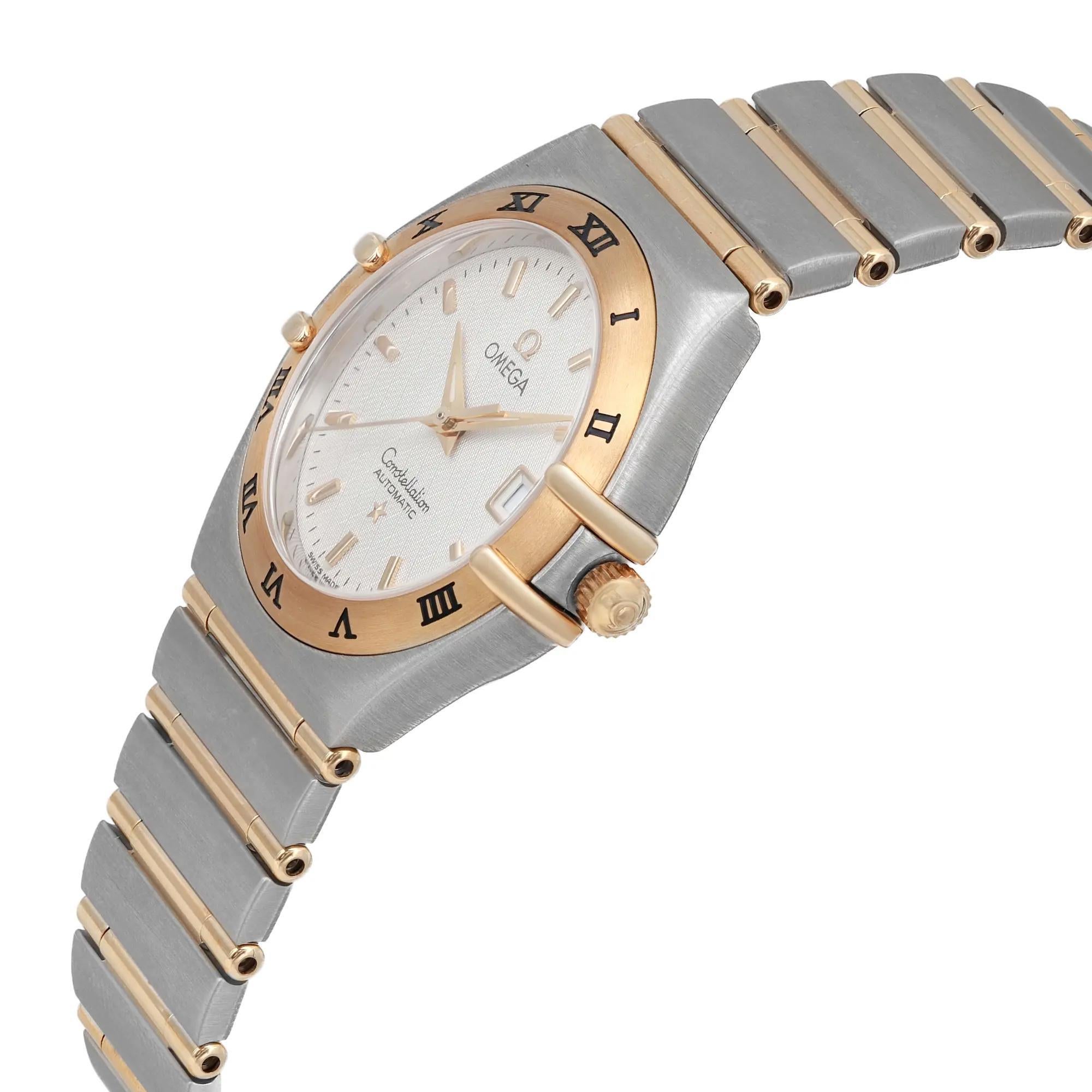 Omega Constellation 27.5mm 18K Yellow Gold Steel White Dial Watch 1292.30.00 In New Condition In New York, NY