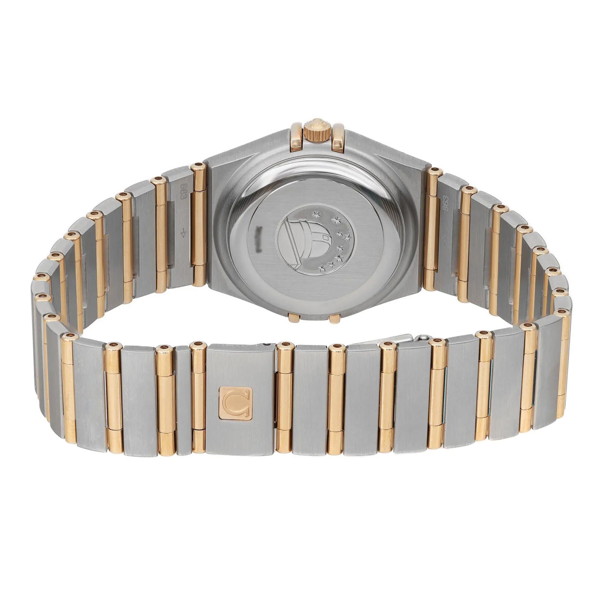 Omega Constellation 27.5mm 18K Yellow Gold Steel White Dial Watch 1292.30.00 1