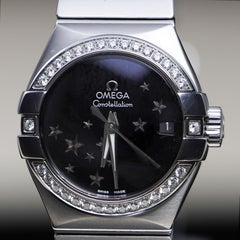 Omega Constellation 27mm Diamond Bezel Black Star Dial Steel Watch 2022 Full Set
