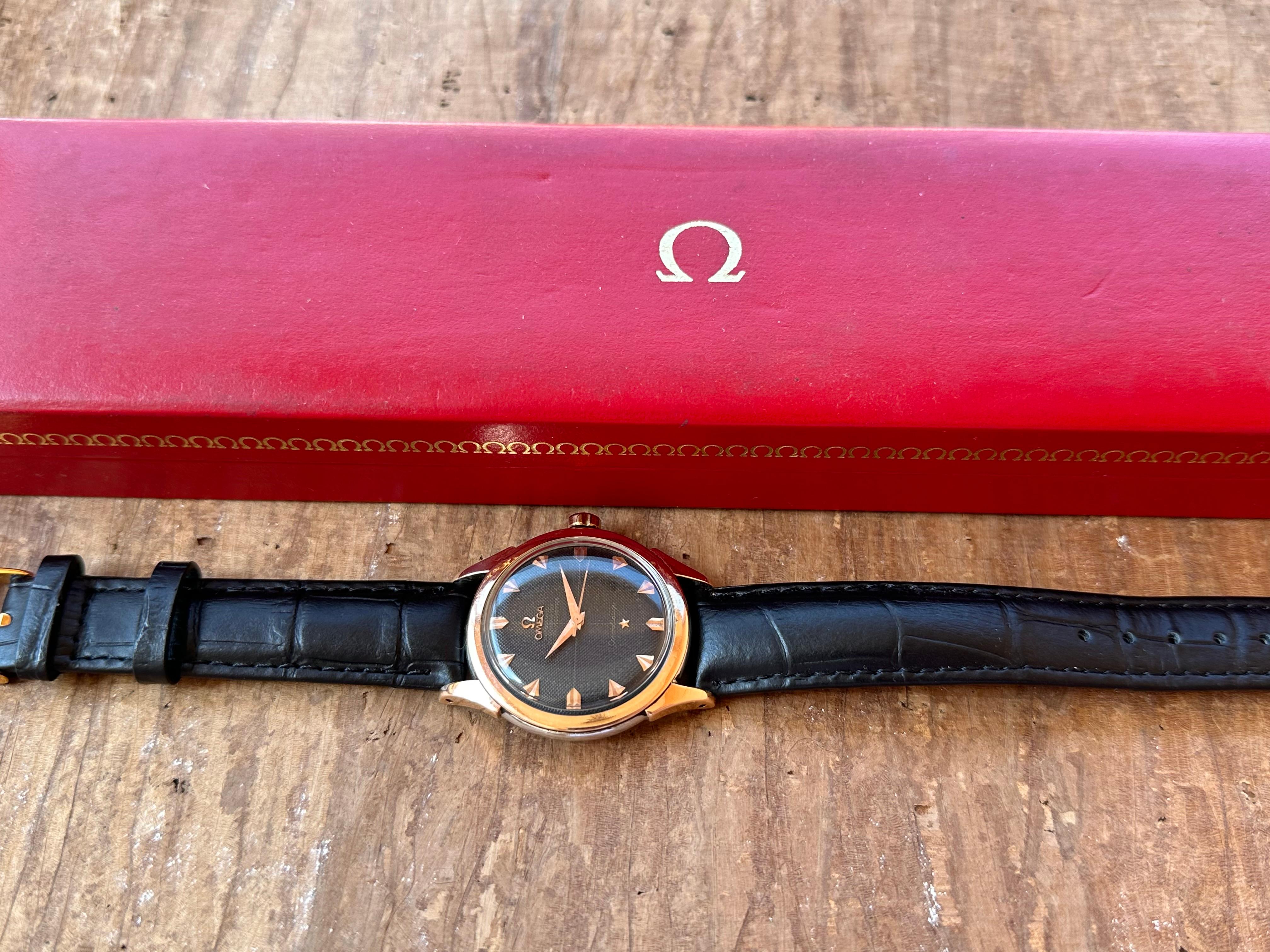 Omega Constellation 2852 Pie Pan Rare Guilloche Texturiertes Zifferblatt Goldüberzug 50er Jahre Herren