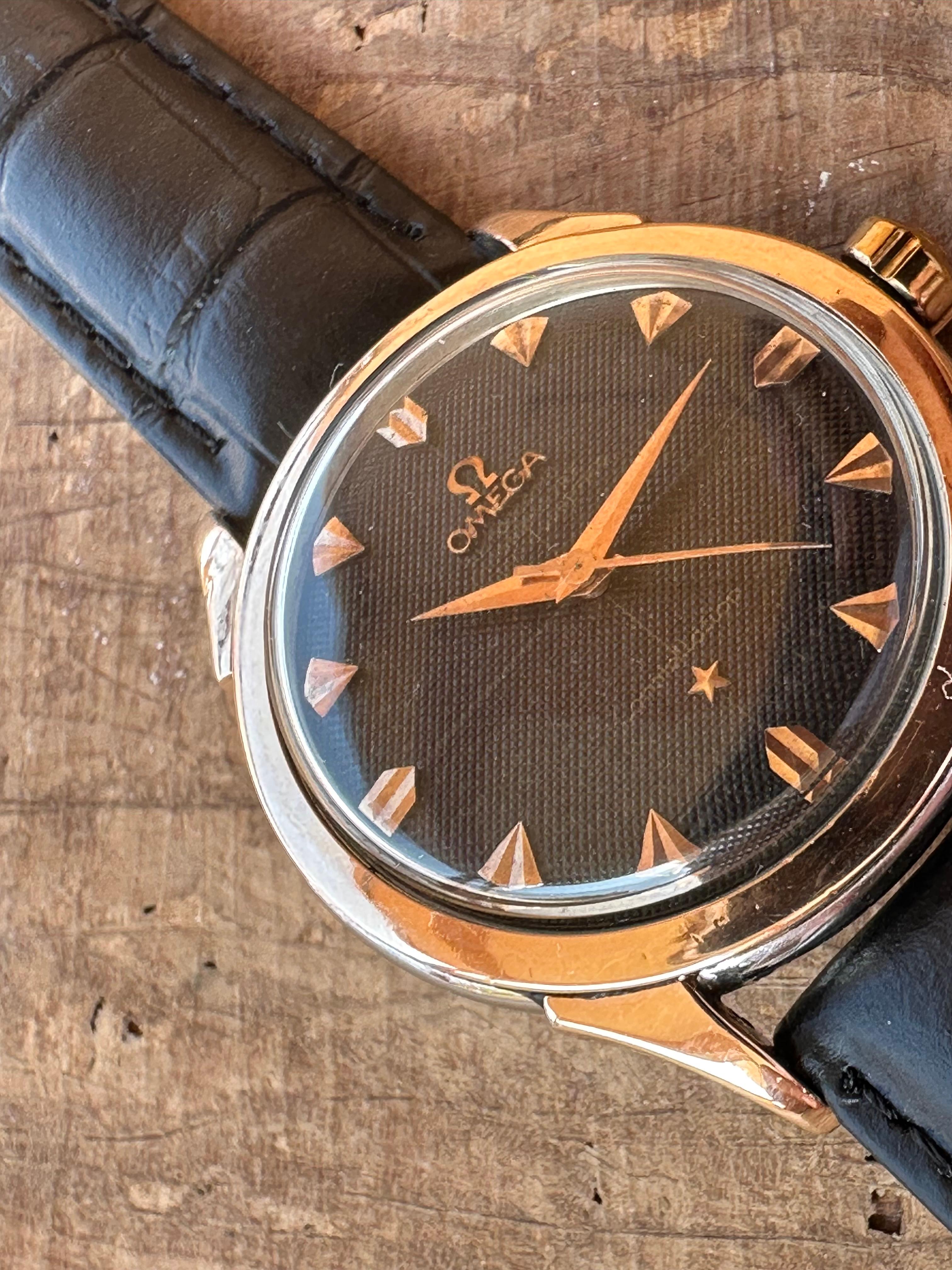 Omega Constellation 2852 Pie Pan Rare Guilloche Texturiertes Zifferblatt Goldüberzug 50er Jahre 2