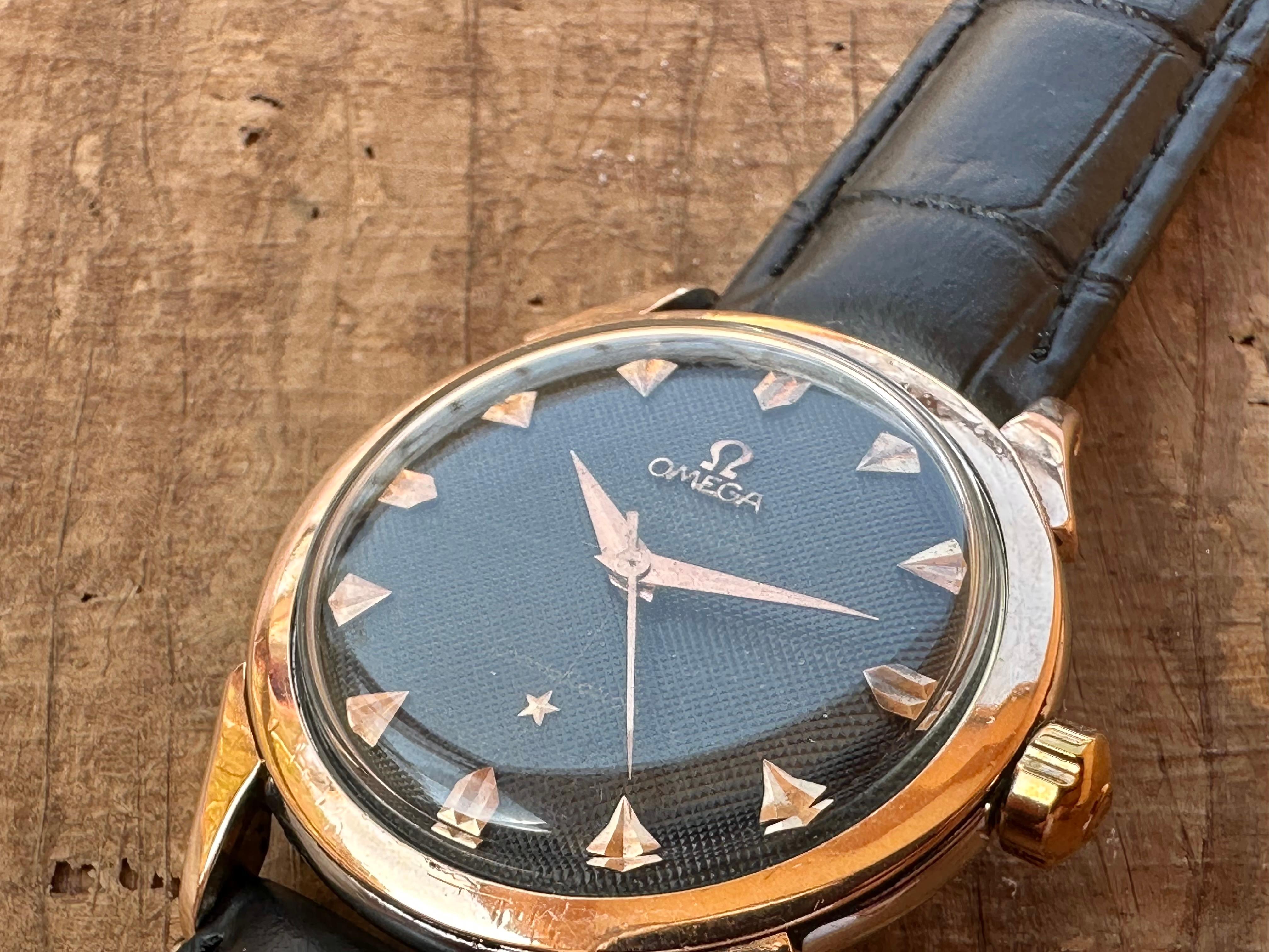 Omega Constellation 2852 Pie Pan Rare Guilloche Texturiertes Zifferblatt Goldüberzug 50er Jahre 3