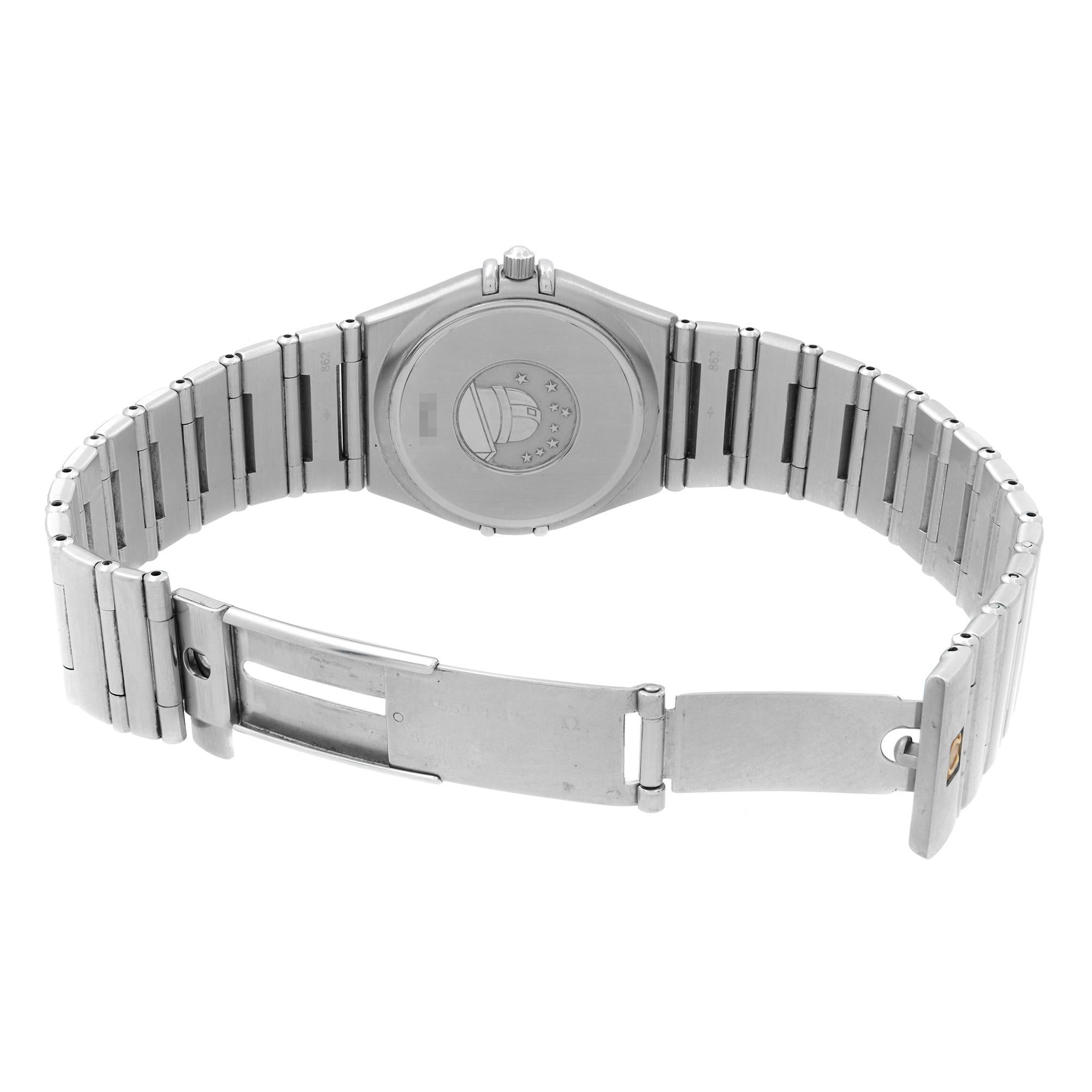 Men's Omega Constellation 33mm Stainless Steel Slate Dial Mens Quartz Watch 3961201