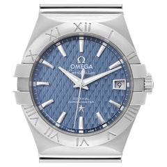 Omega Constellation 35mm Blue Dial Steel Mens Watch 123.10.35.20.03.002 Box Card