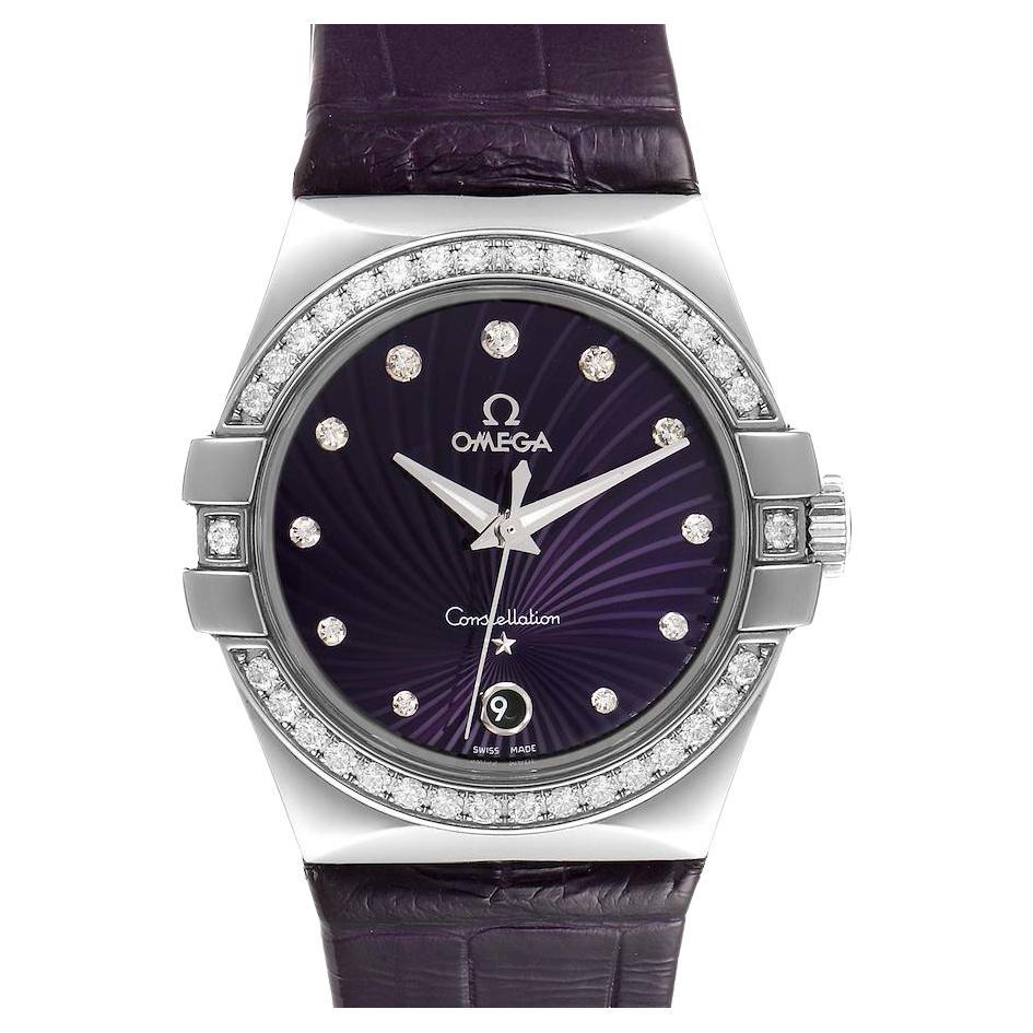 Omega Constellation Diamond Ladies Watch 123.18.35.60.60.001 Box Card For Sale