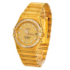 Omega Constellation 36mm 18K Yellow Gold Diamond Dial Bezel Automatic Watch