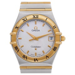 Retro Omega Constellation 3961201 18 Karat Yellow Gold White Dial Quartz Watch