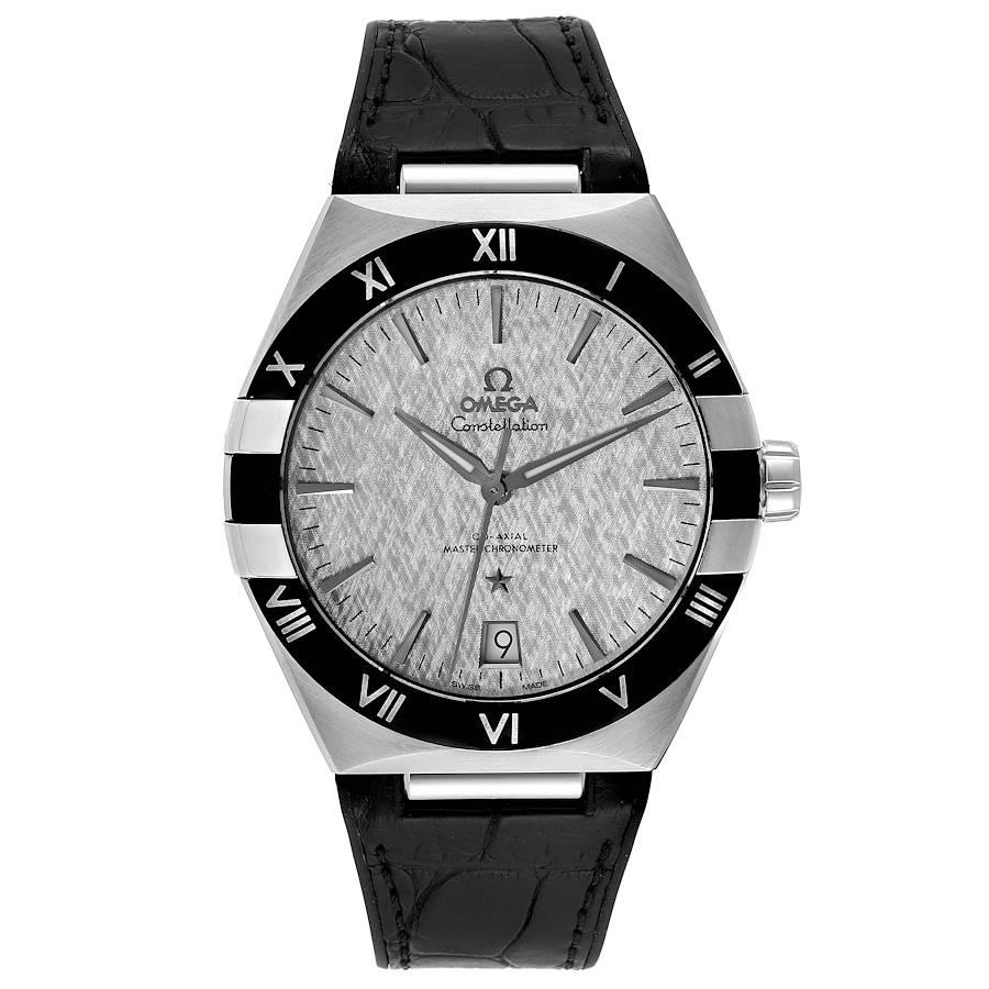 Omega Constellation 41mm Steel Grey Dial Mens Watch 131.33.41.21.06.001 Box Card. Automatic self-winding Co-Axial Escapemen movement. Stainless steel case 41.0 mm in diameter. Omega logo on a crown. Black ceramic bezel with grey roman numeral.
