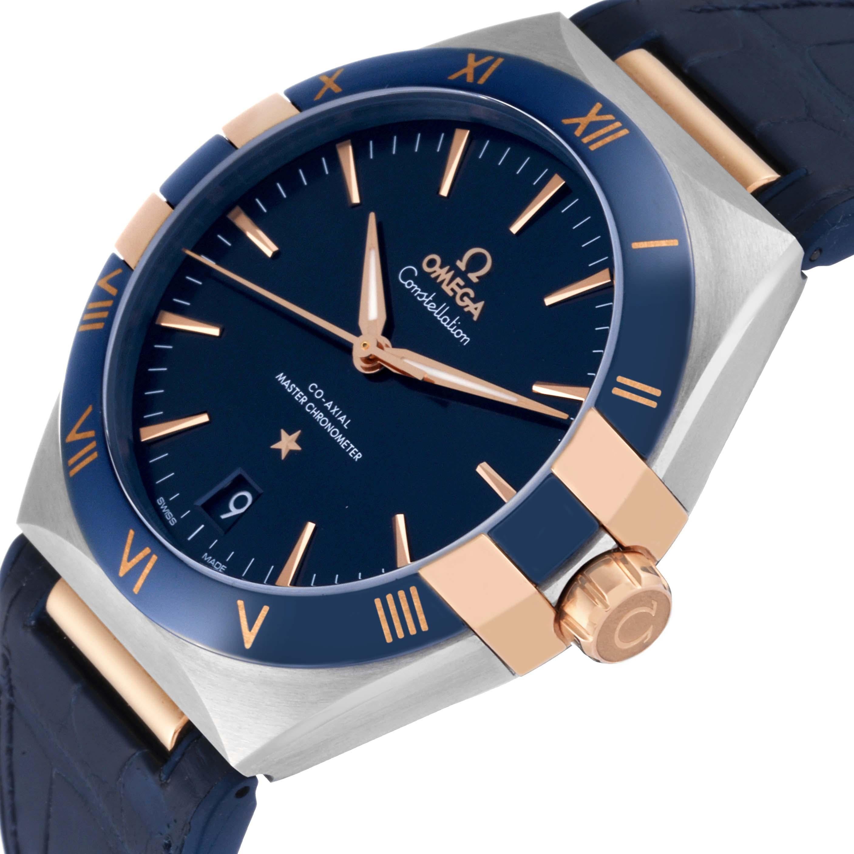 Omega Constellation 41mm Steel Rose Gold Mens Watch 131.23.41.21.03.001 Box Card For Sale 3