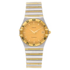 Retro Omega Constellation 59469775 Stainless Steel Gold Dial Quartz Watch