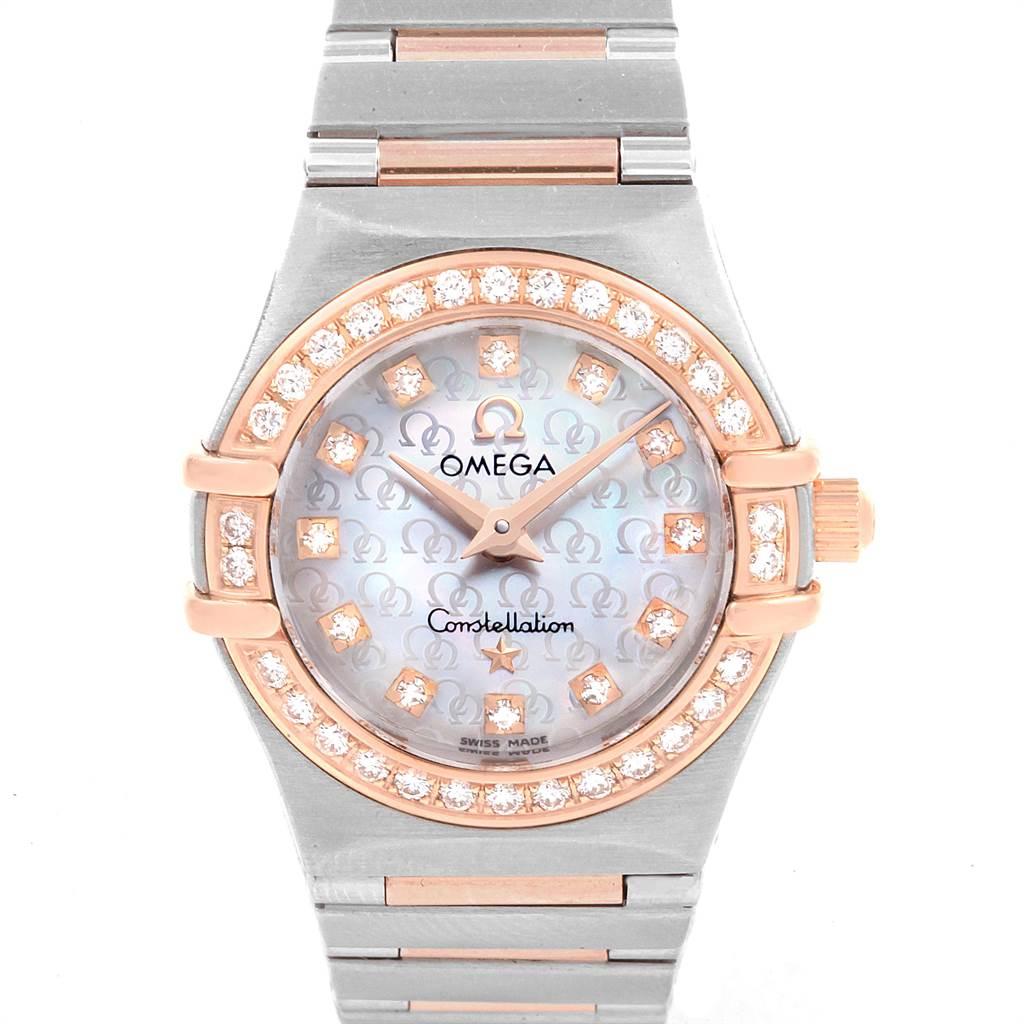 omega constellation rose gold diamond ladies watch