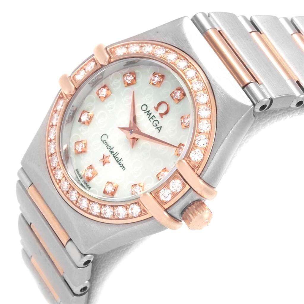 Omega Constellation 95 MOP Diamond Steel Rose Gold Ladies Watch 1360.75.00 In Excellent Condition In Atlanta, GA
