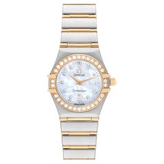 Used Omega Constellation 95 MOP Diamond Yellow Gold Steel Ladies Watch 1267.75.00