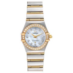 Used Omega Constellation 95 Mother of Pearl Diamond Ladies Watch 1267.75.00 Box Card