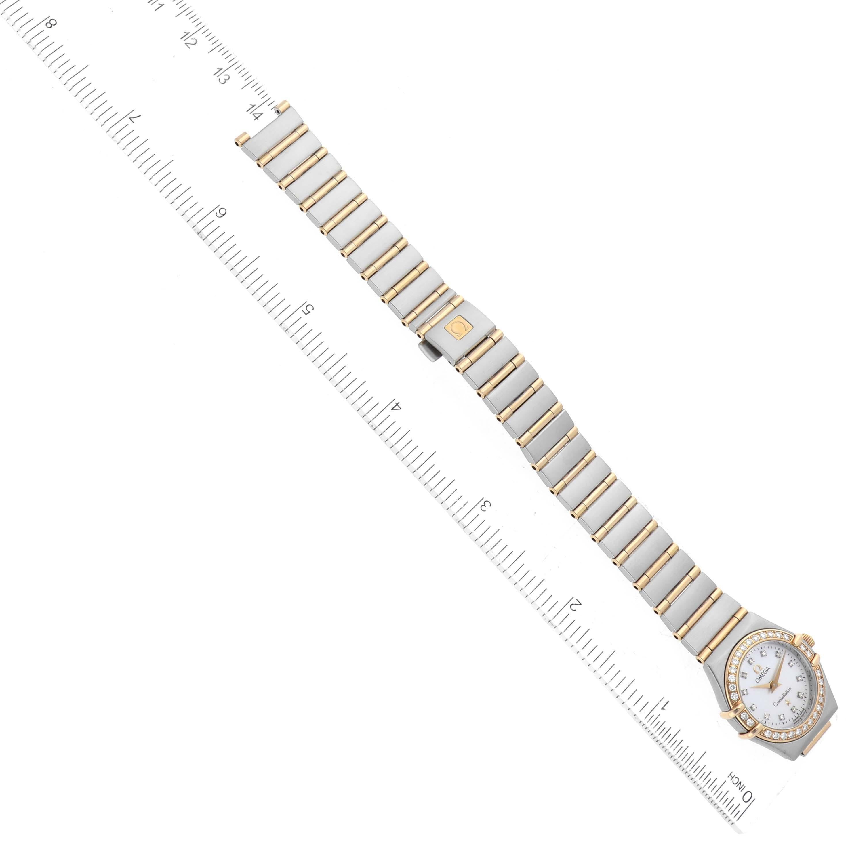Omega Constellation 95 Mother Of Pearl Diamond Yellow Gold Steel Ladies Watch 2