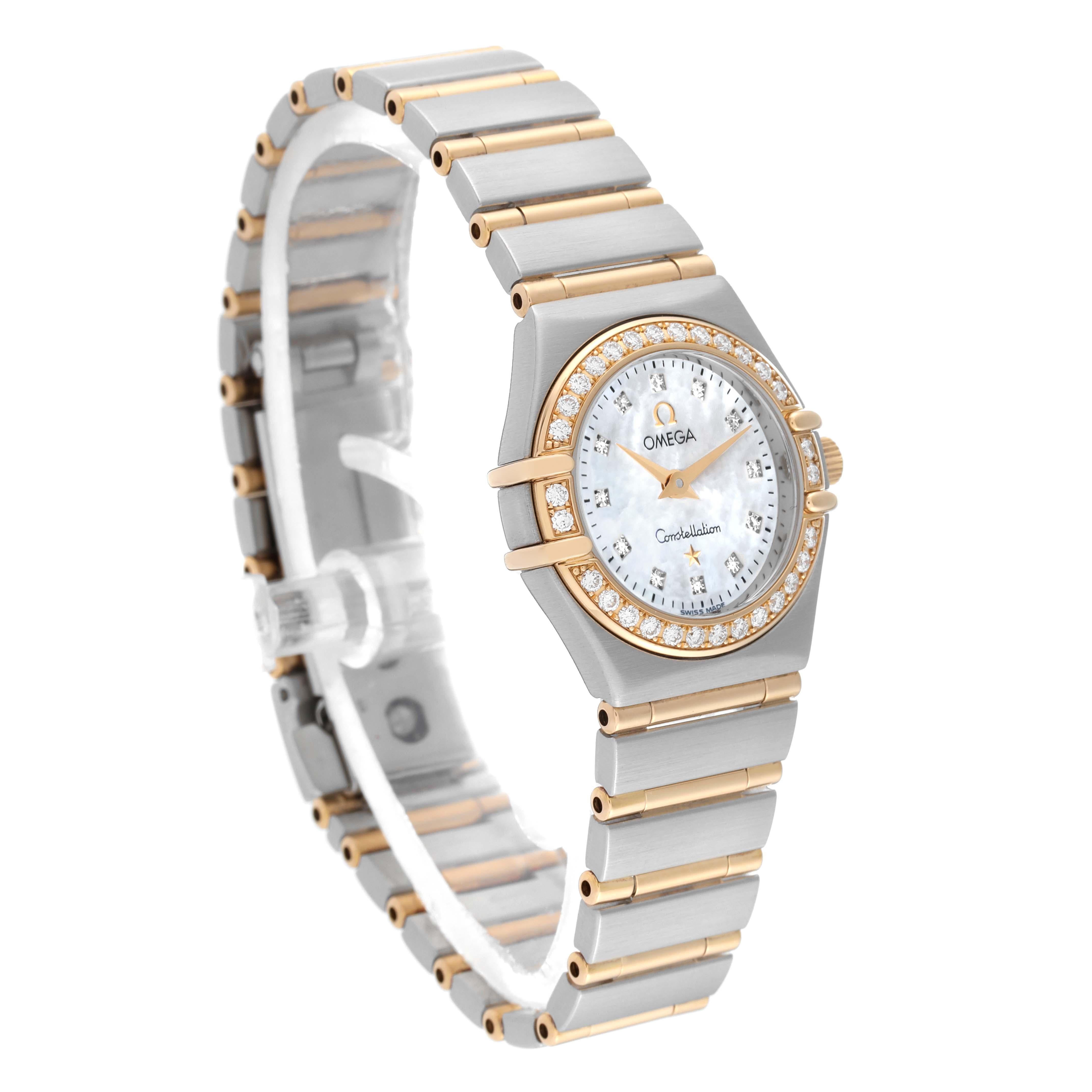 Omega Constellation 95 Mother Of Pearl Diamond Yellow Gold Steel Ladies Watch 3
