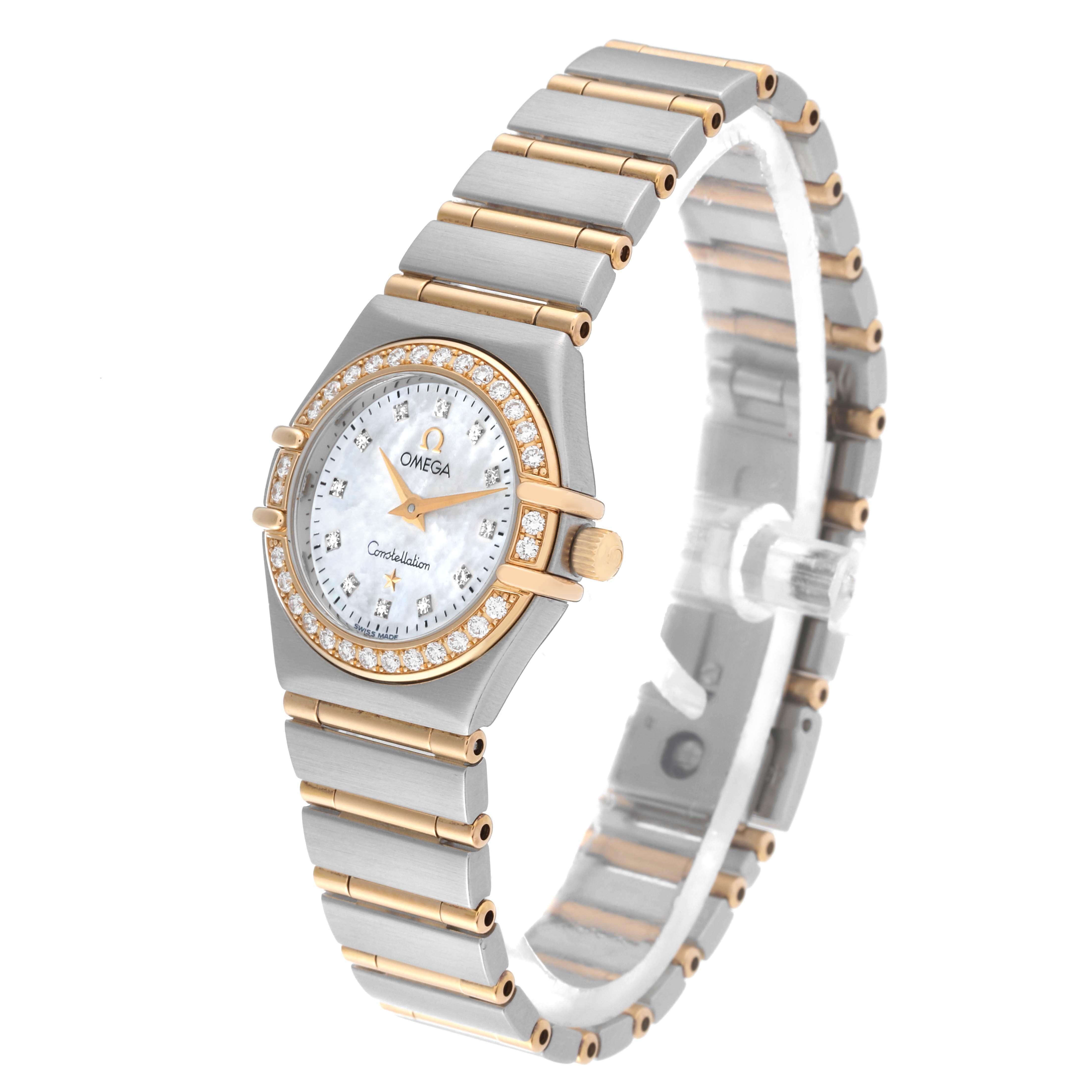 Omega Constellation 95 Mother Of Pearl Diamond Yellow Gold Steel Ladies Watch 4