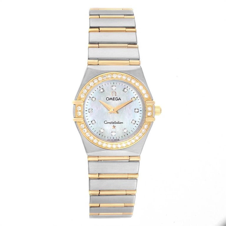 Omega Constellation 95 Steel Gold Mother of Pearl Diamond Watch 1277.75 ...